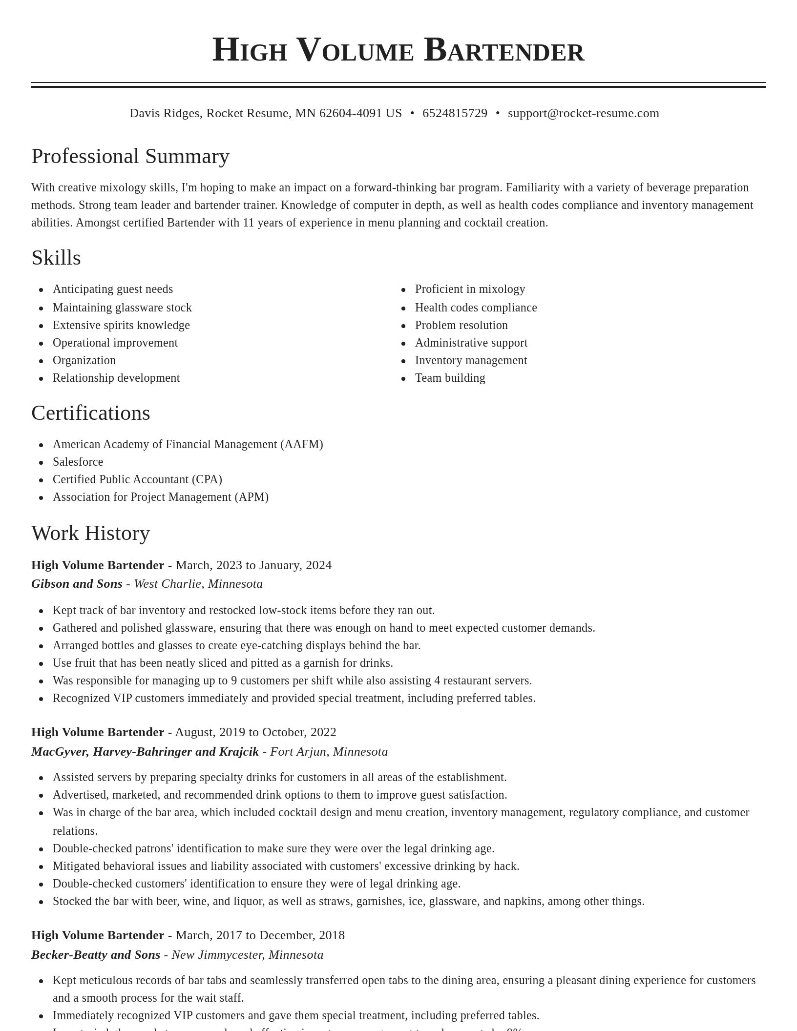 Classic resume template
