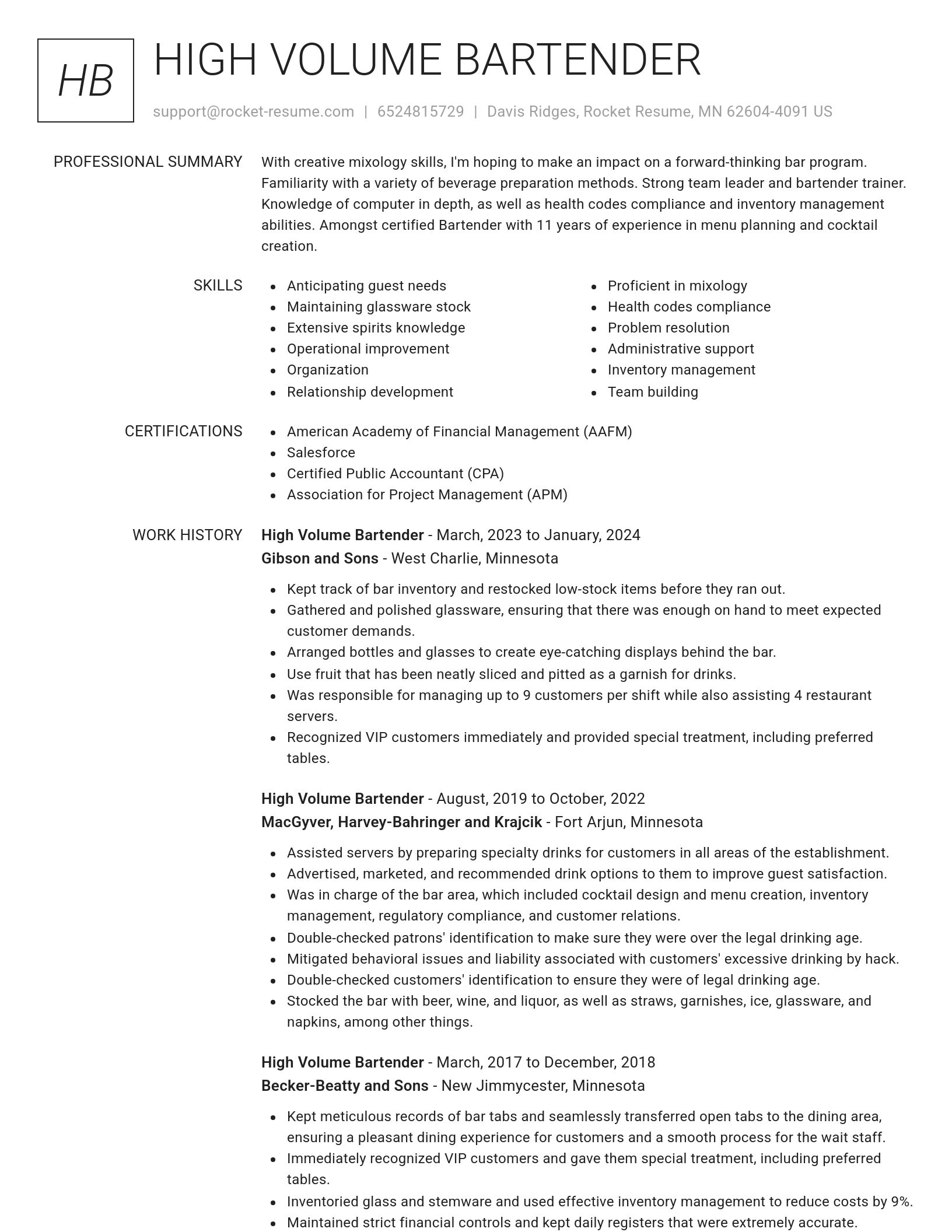 Renowned resume template