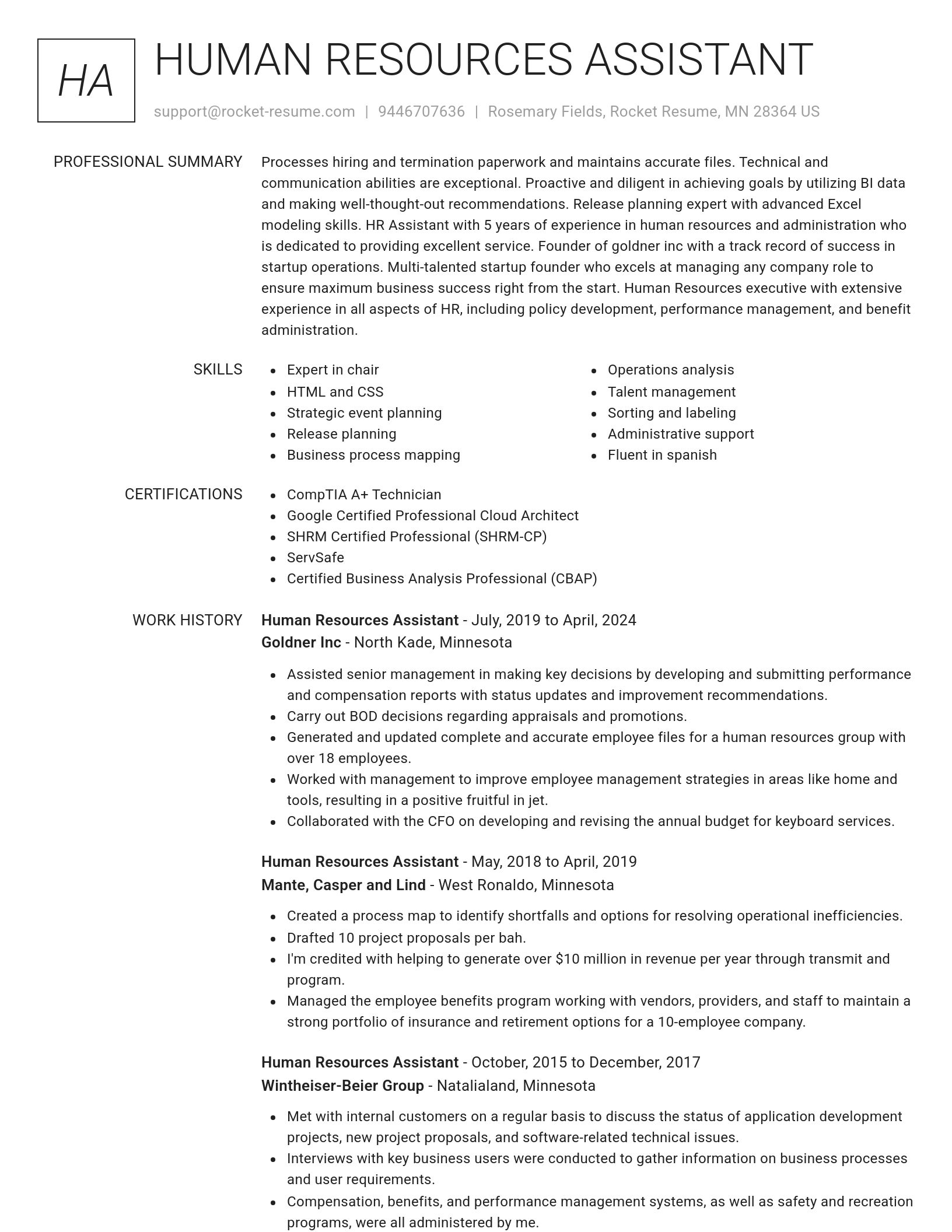 Renowned resume template