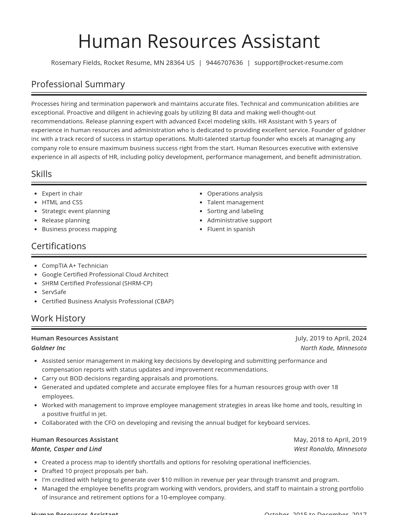 Spotlight resume template