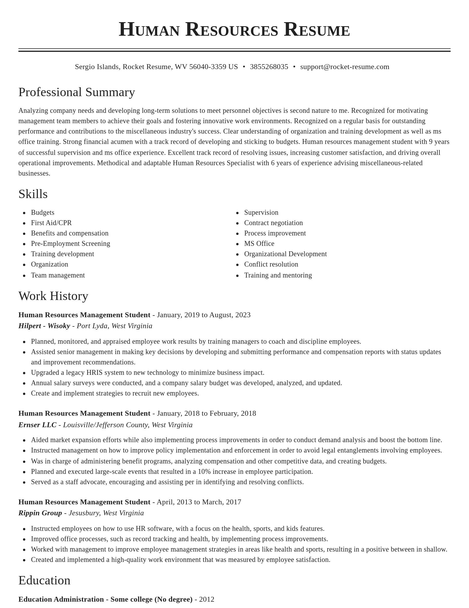 Classic resume template