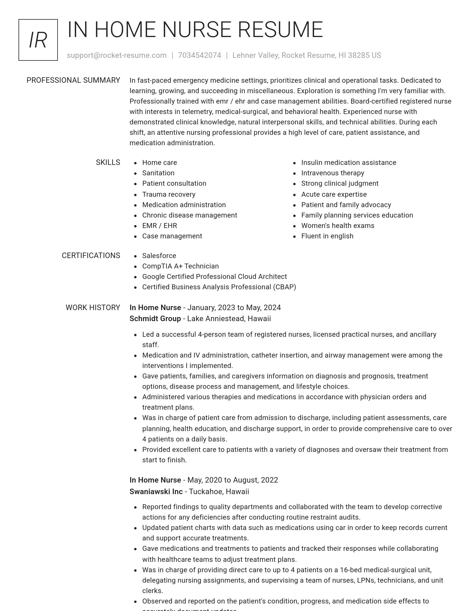 Renowned resume template