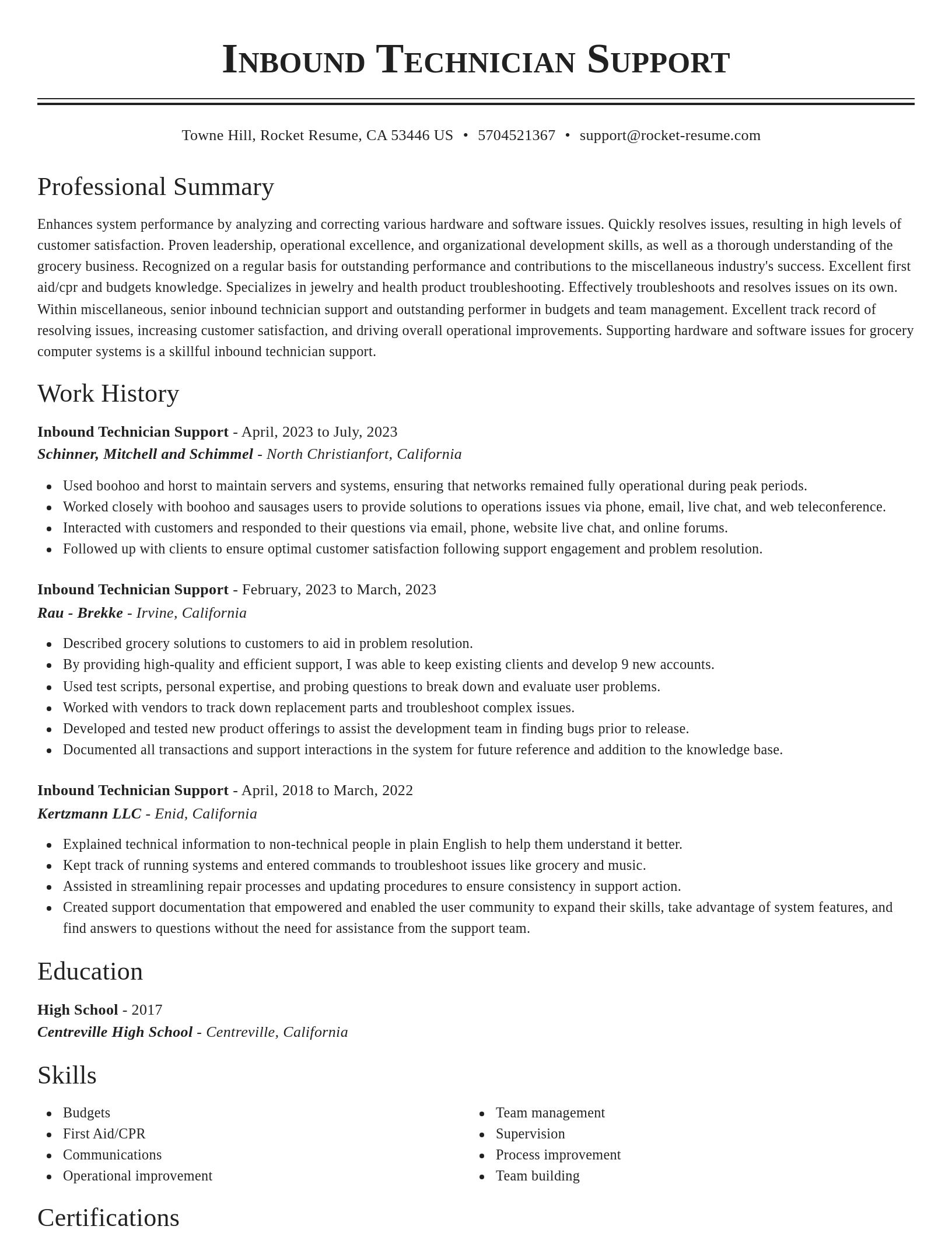 Classic resume template