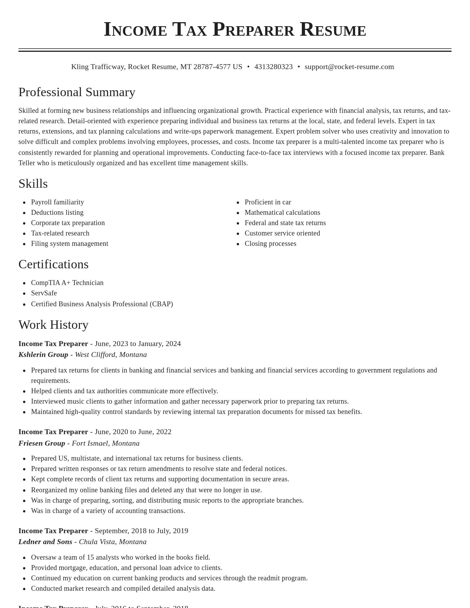 Classic resume template