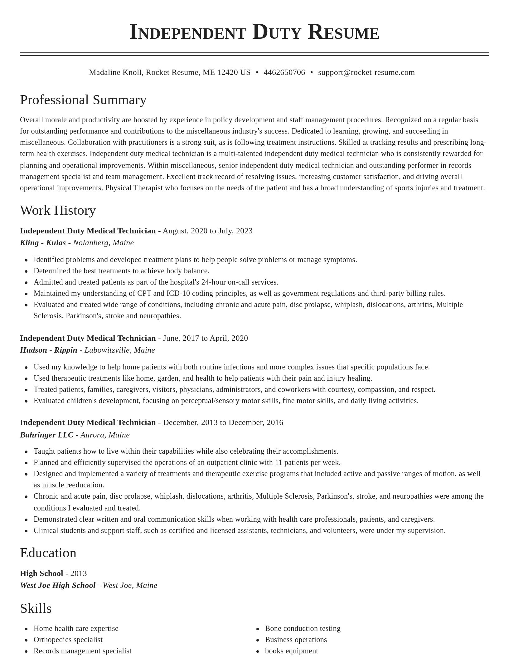 Classic resume template