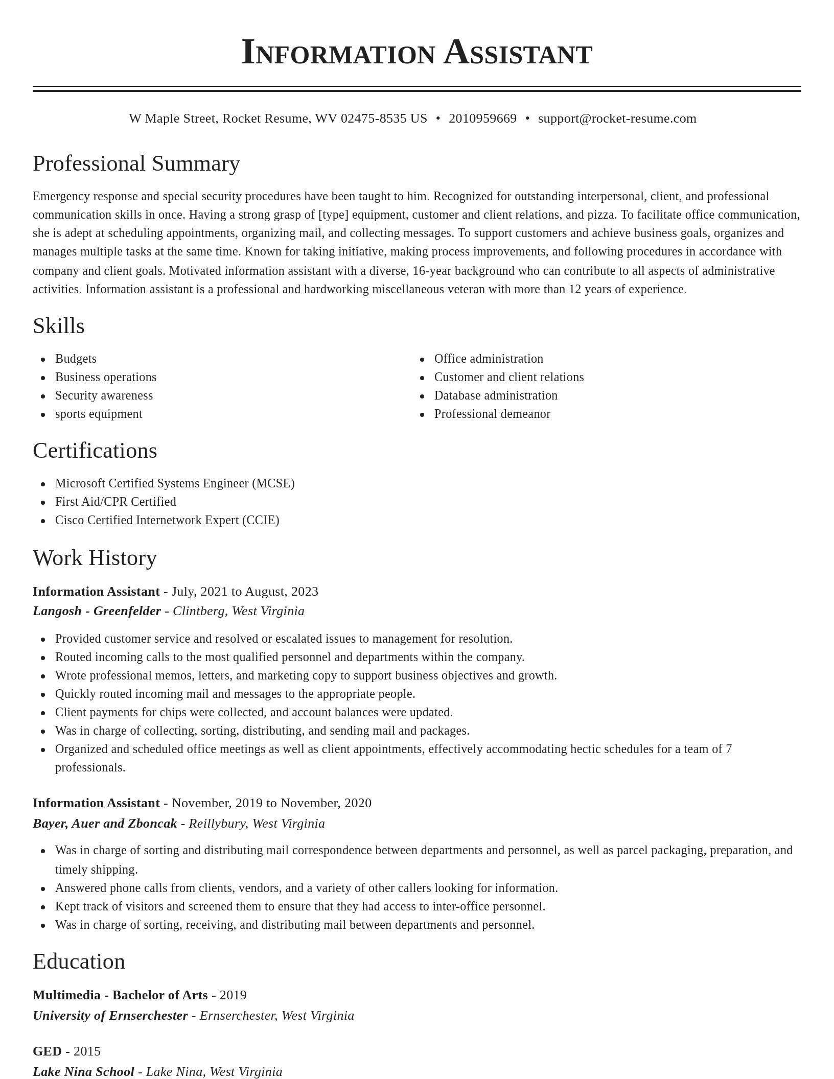 Classic resume template