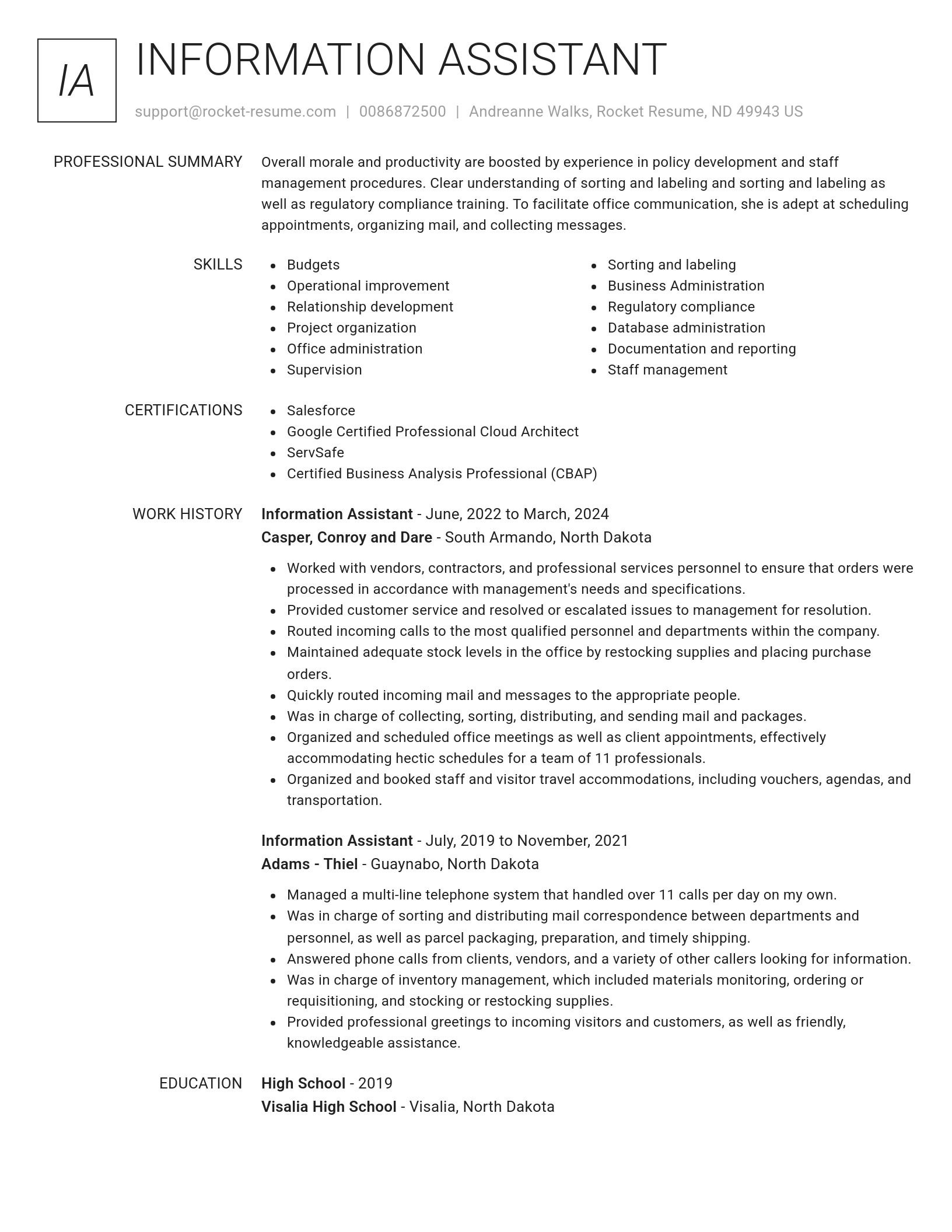 Renowned resume template