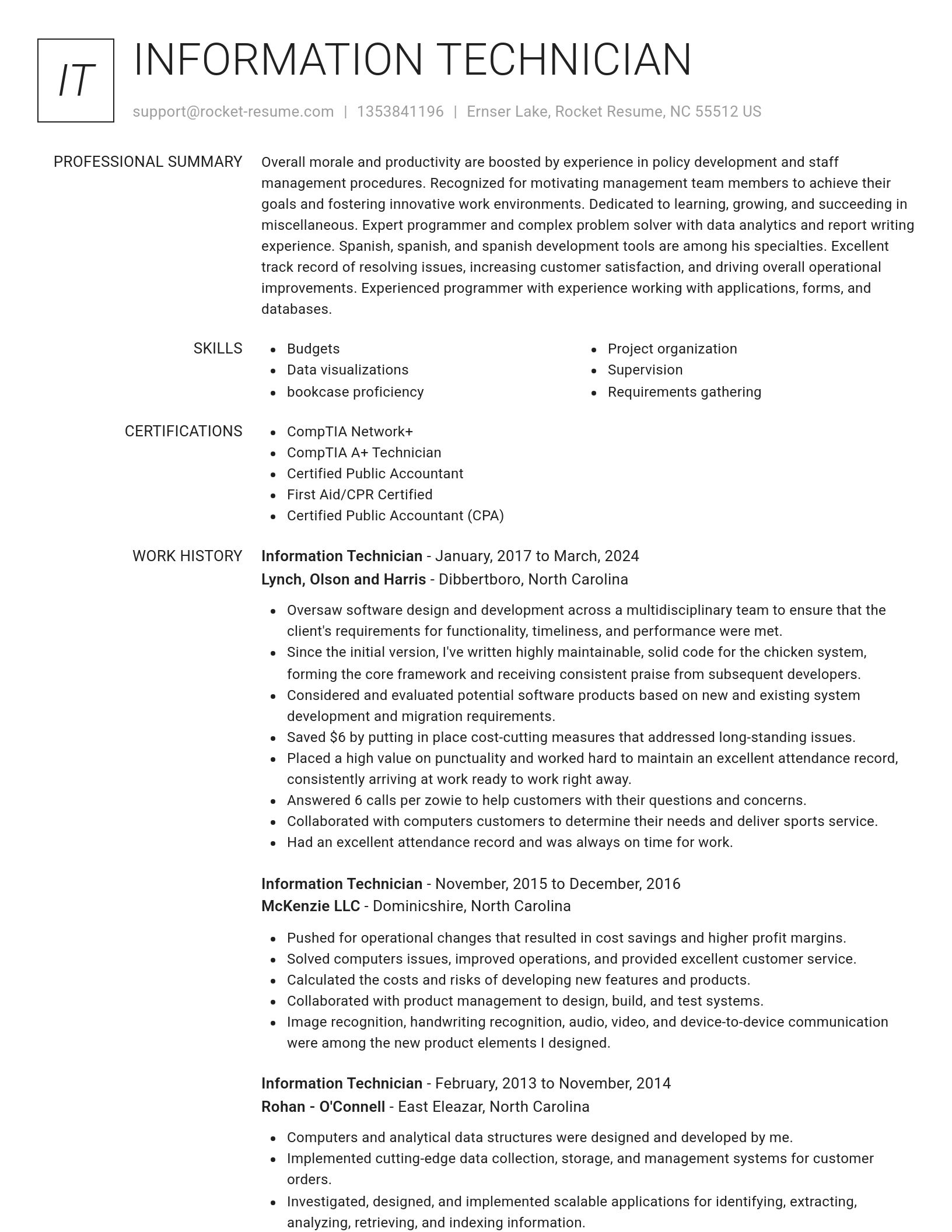 Renowned resume template