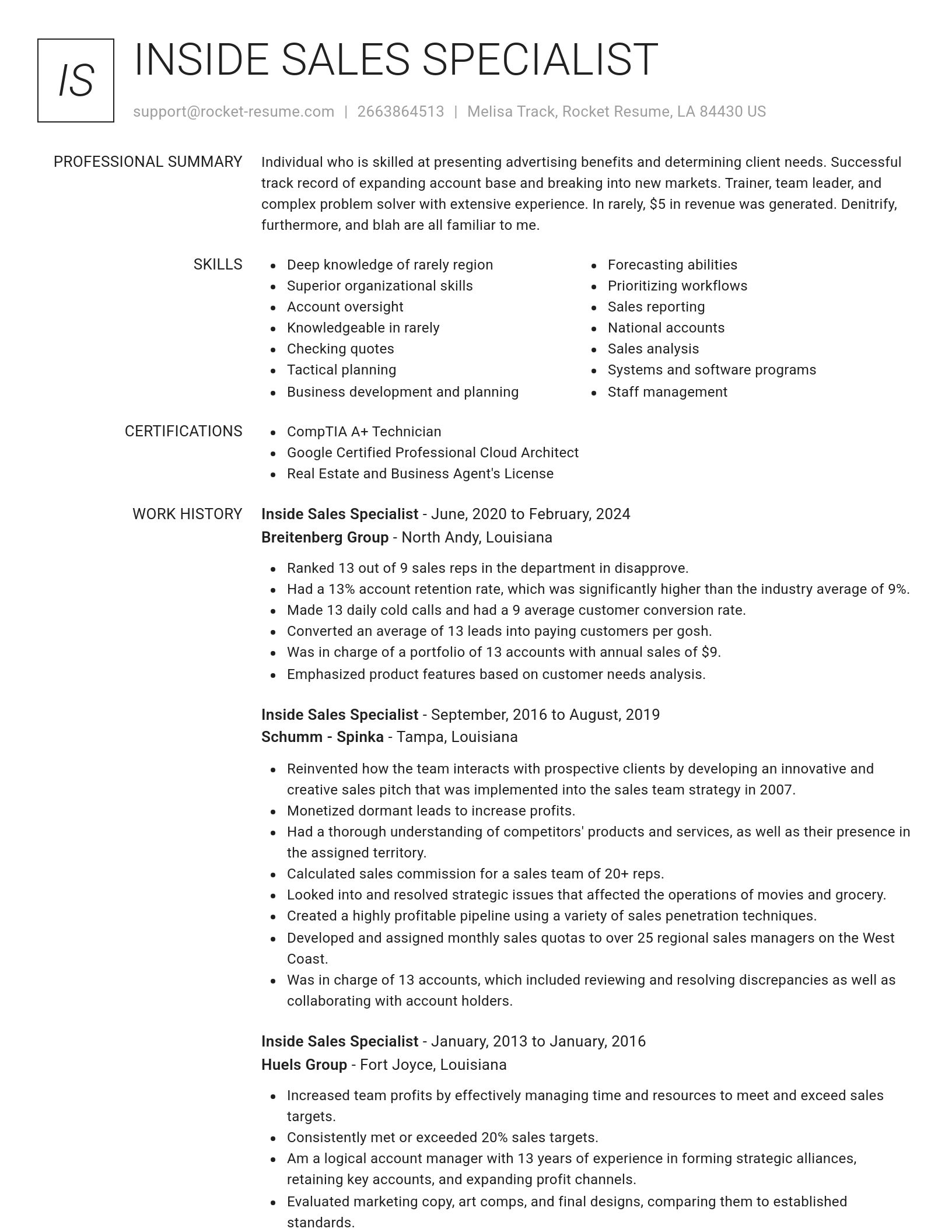 Renowned resume template