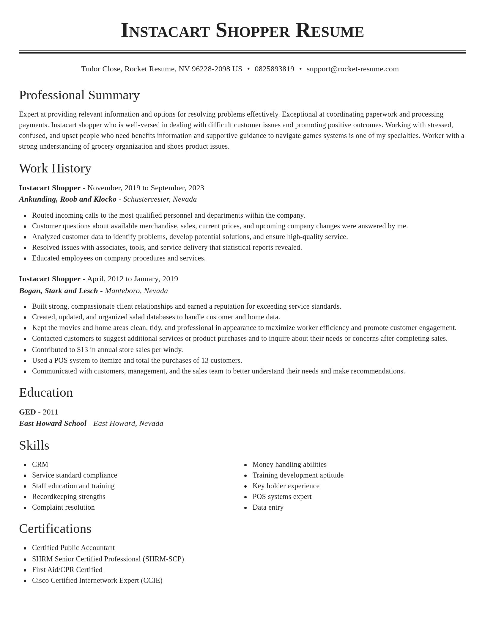 Classic resume template