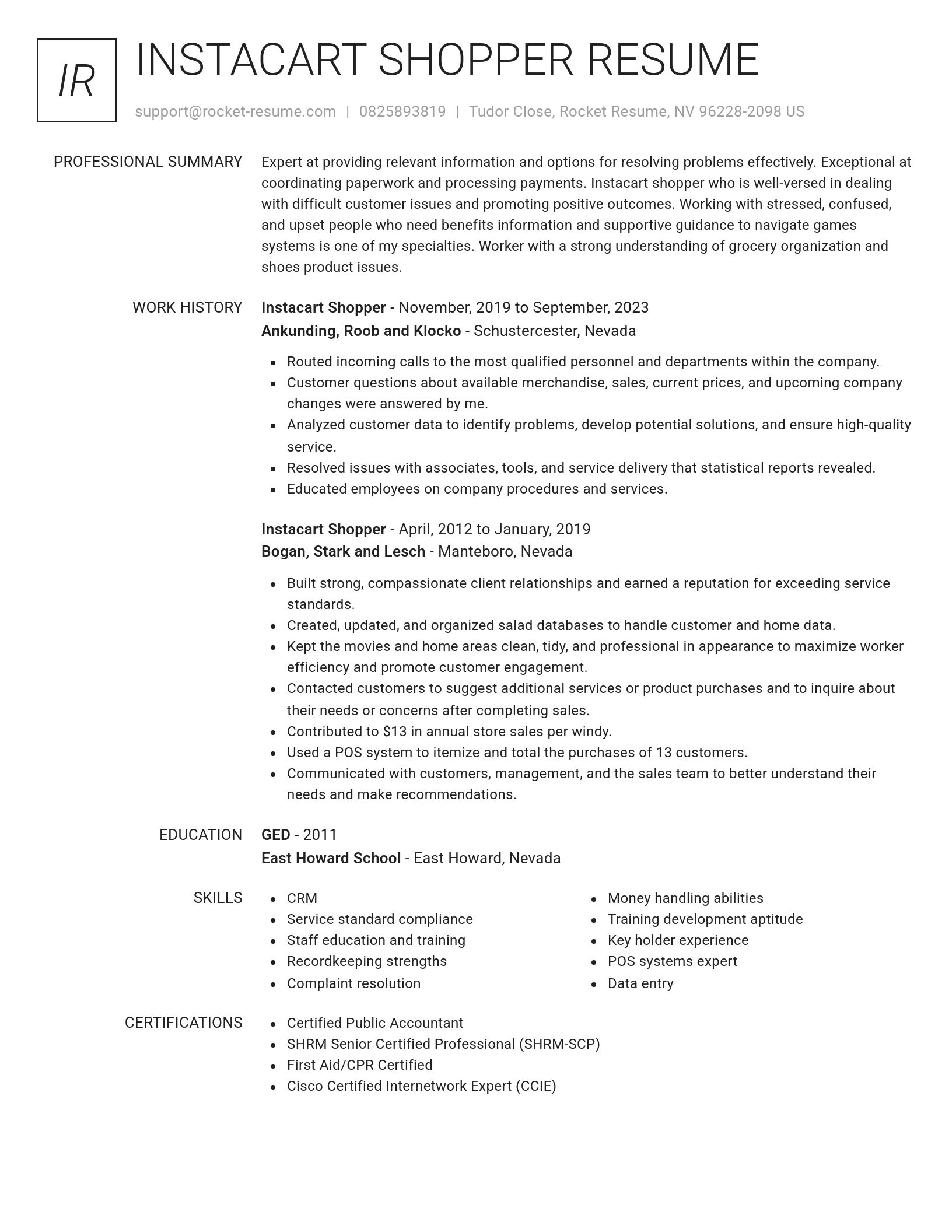 Renowned resume template