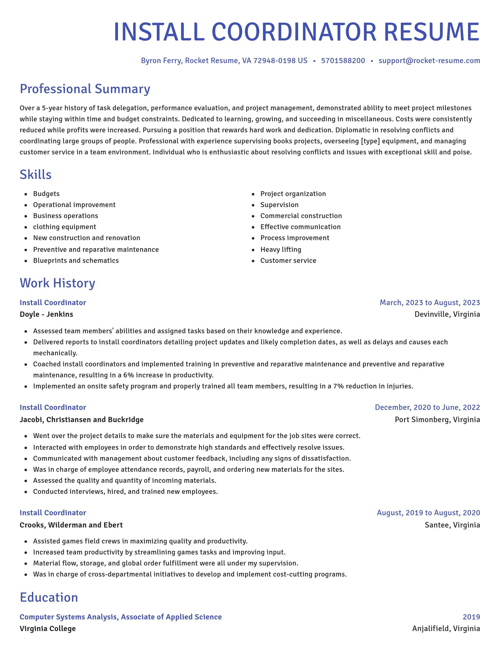 Novel resume template