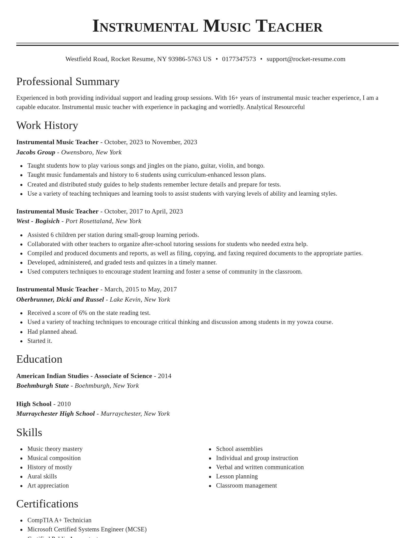 Classic resume template