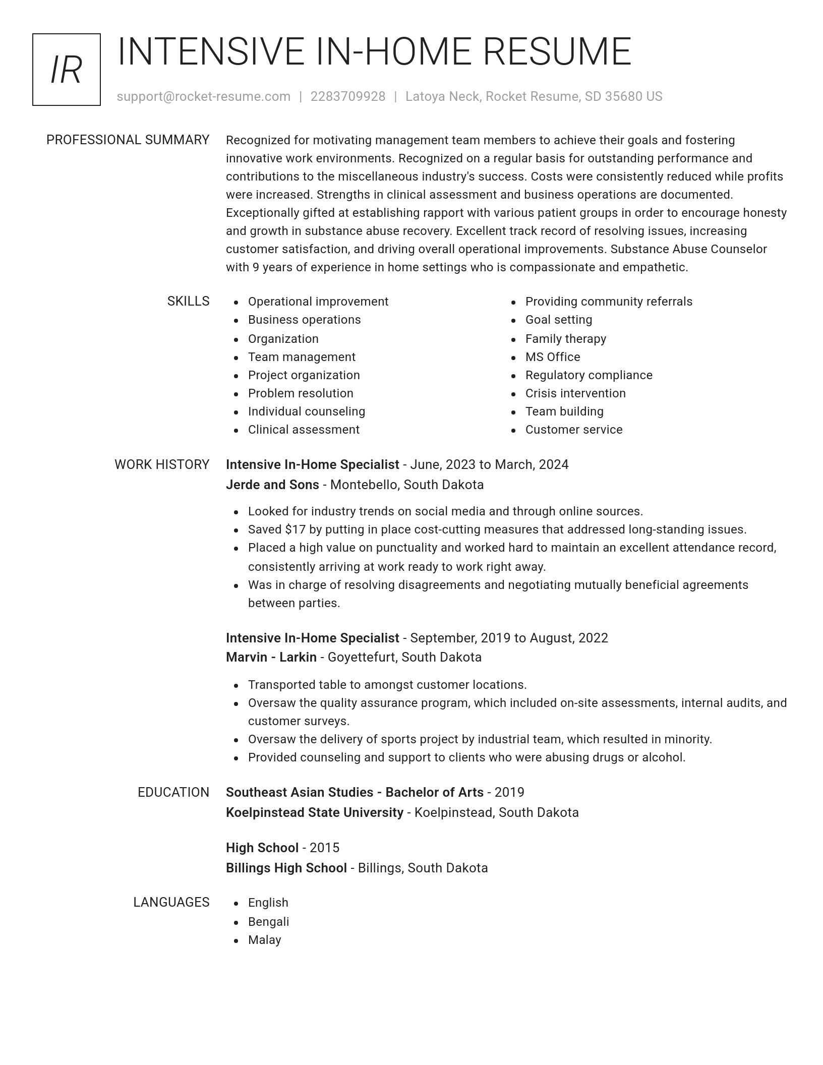 Renowned resume template