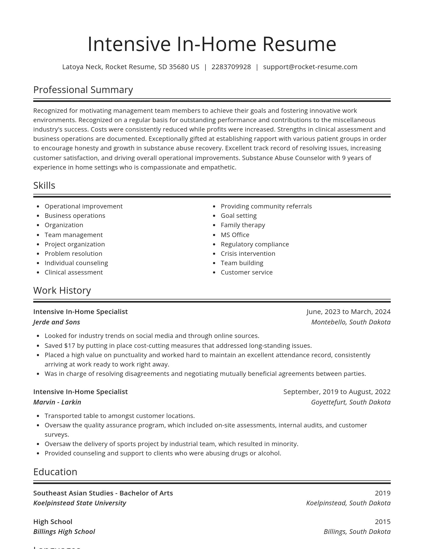 Spotlight resume template