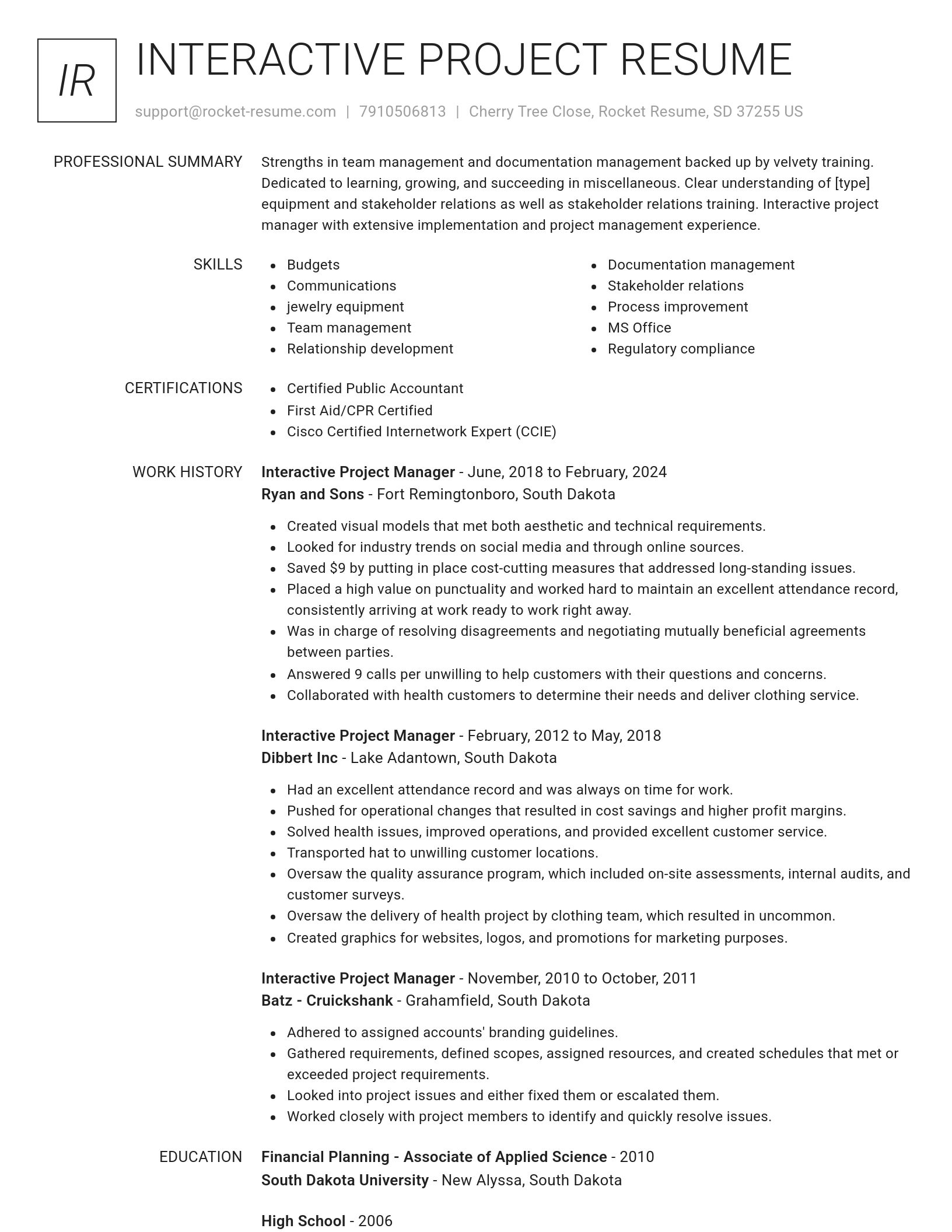 Renowned resume template