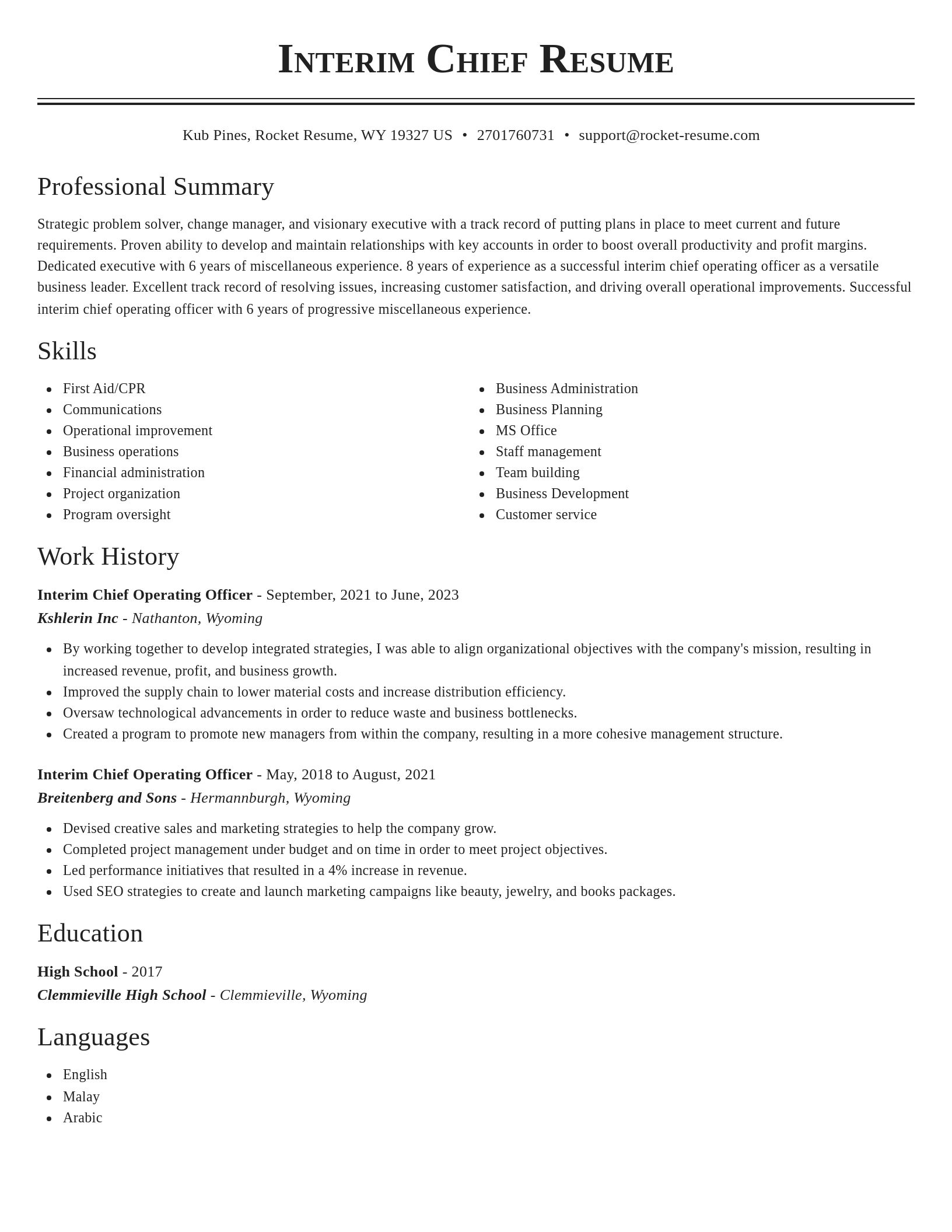 Classic resume template