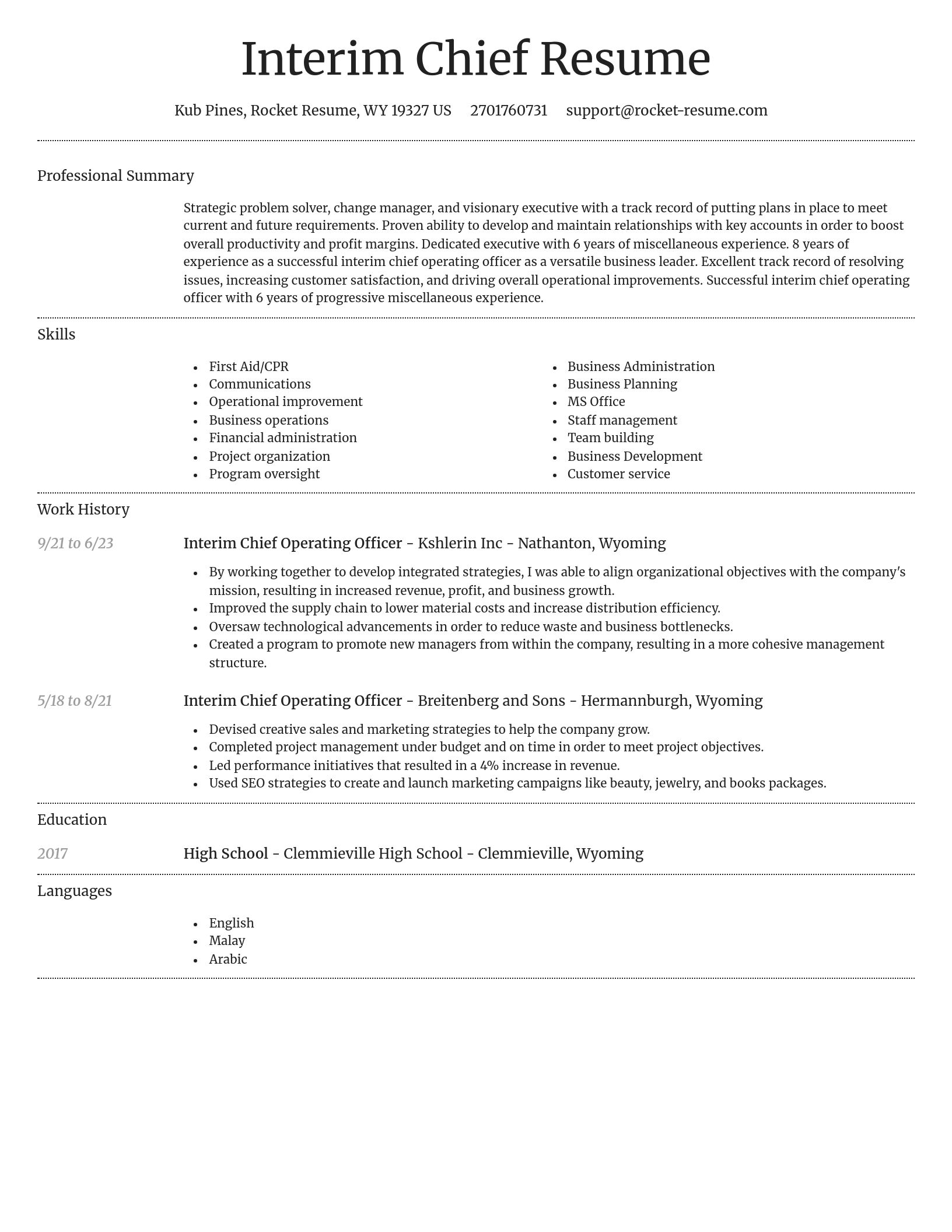 Dignified resume template