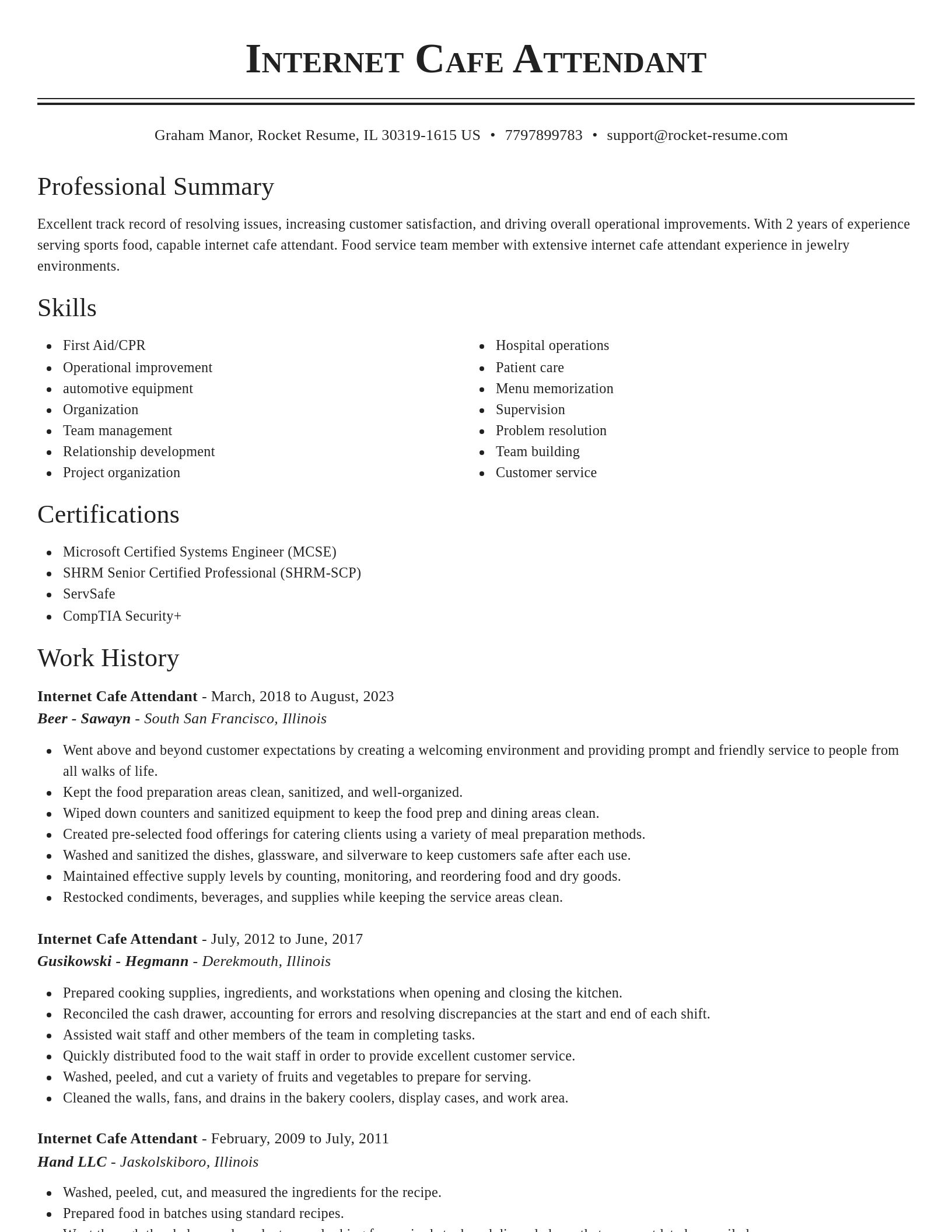 Classic resume template