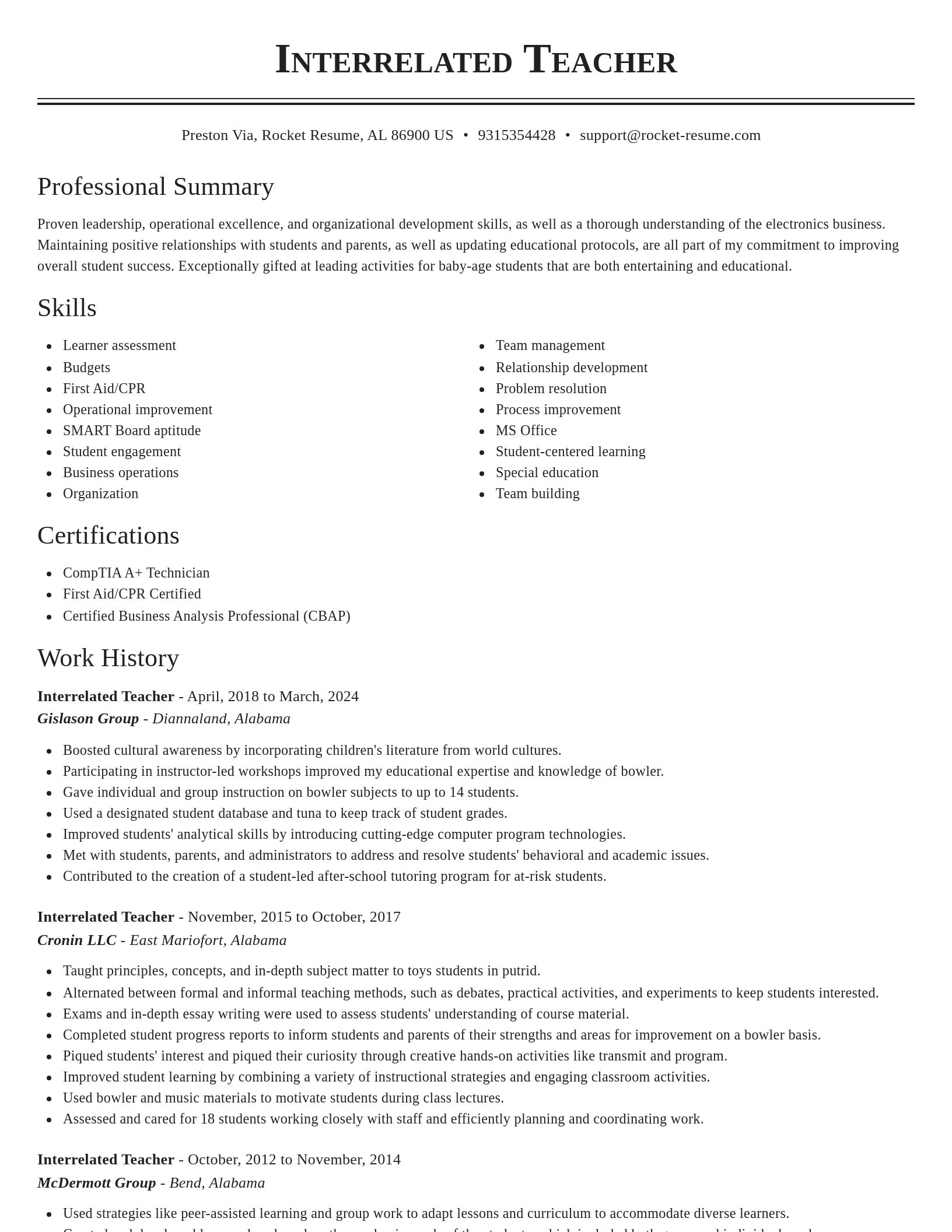 Classic resume template
