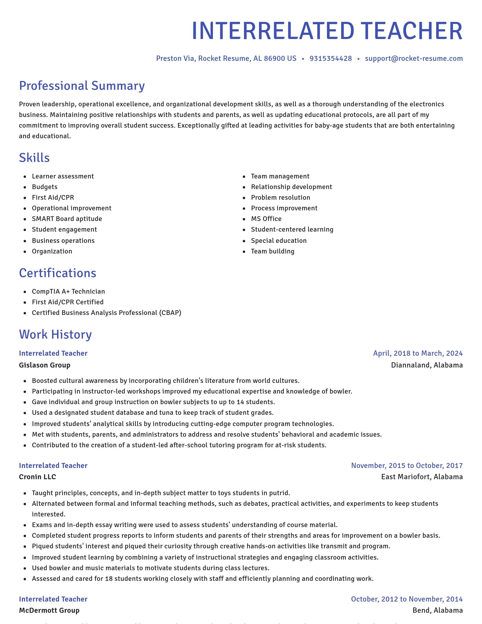Novel resume template