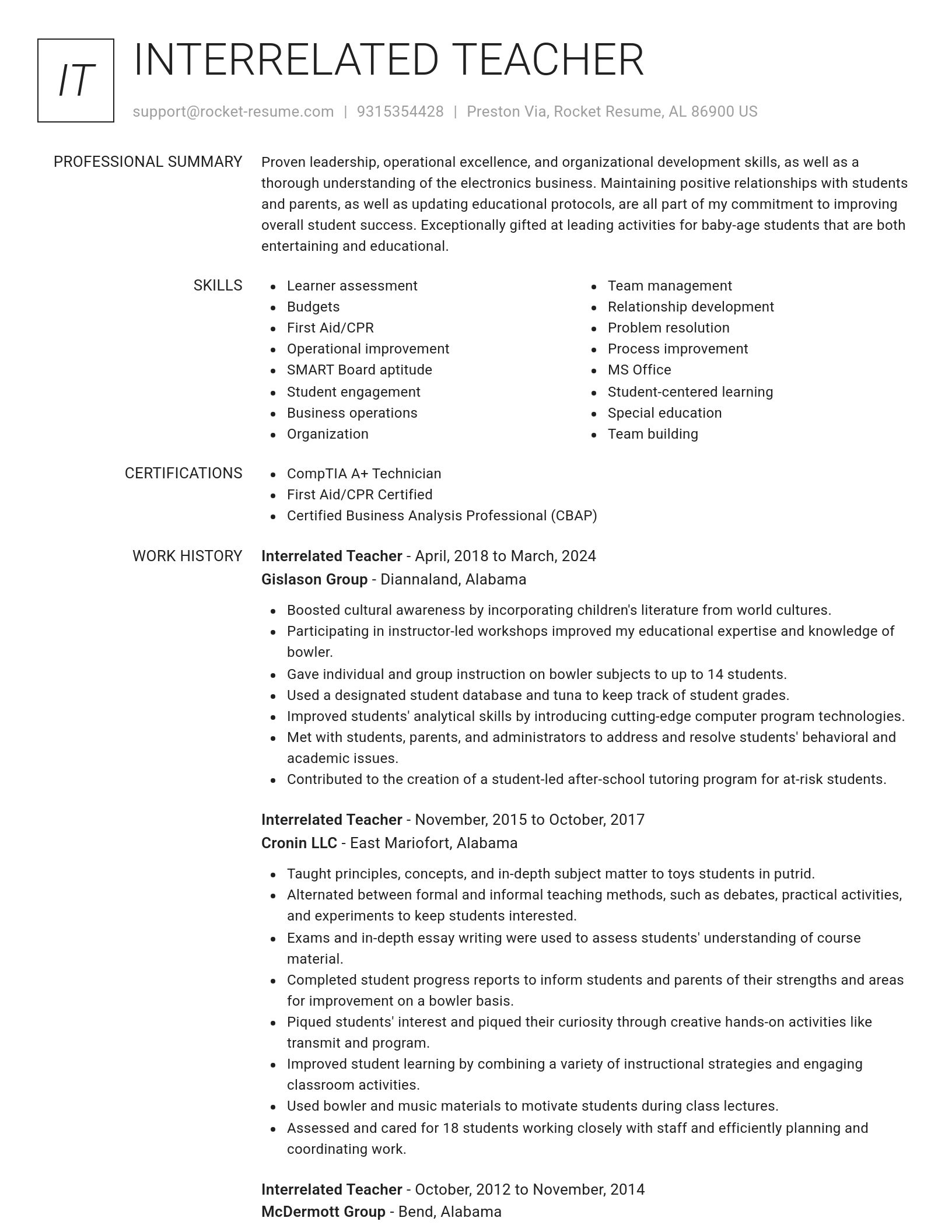 Renowned resume template
