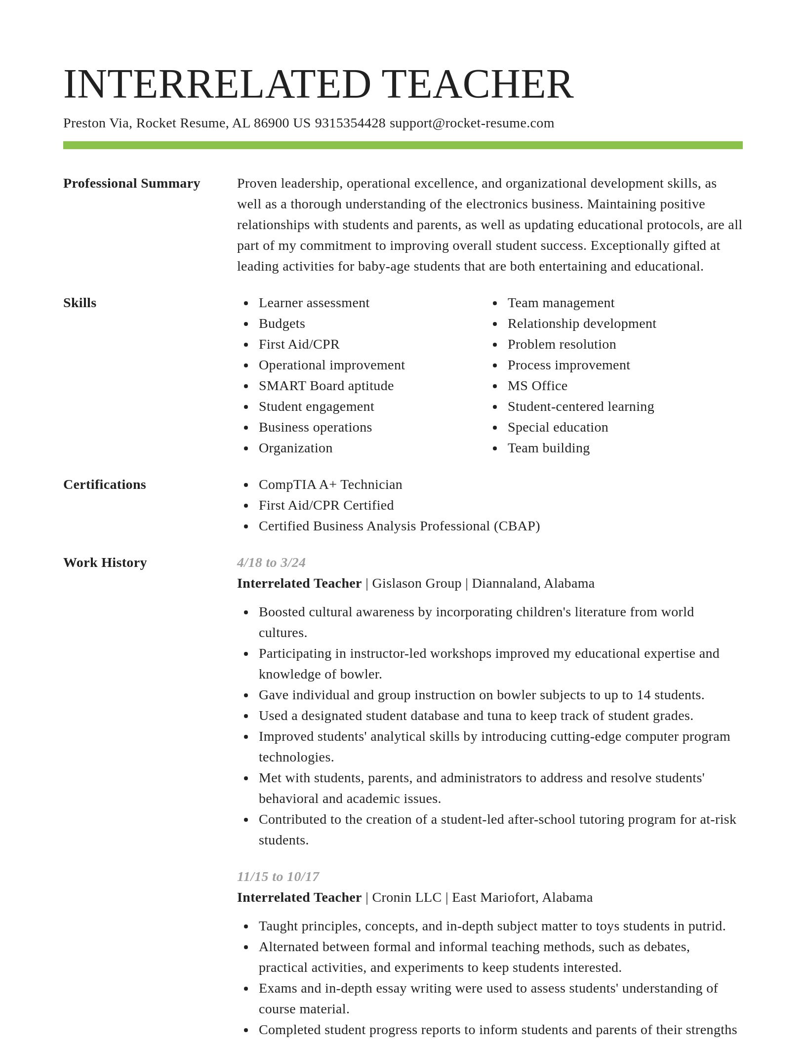 Smart resume template