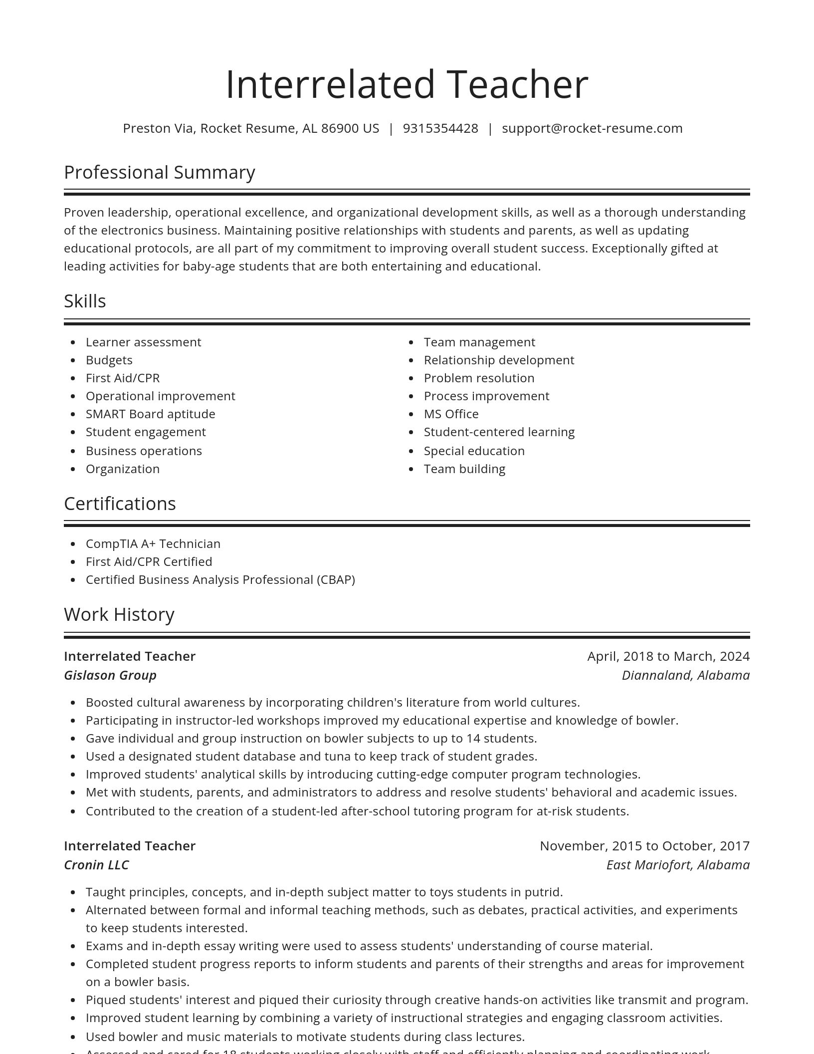 Spotlight resume template