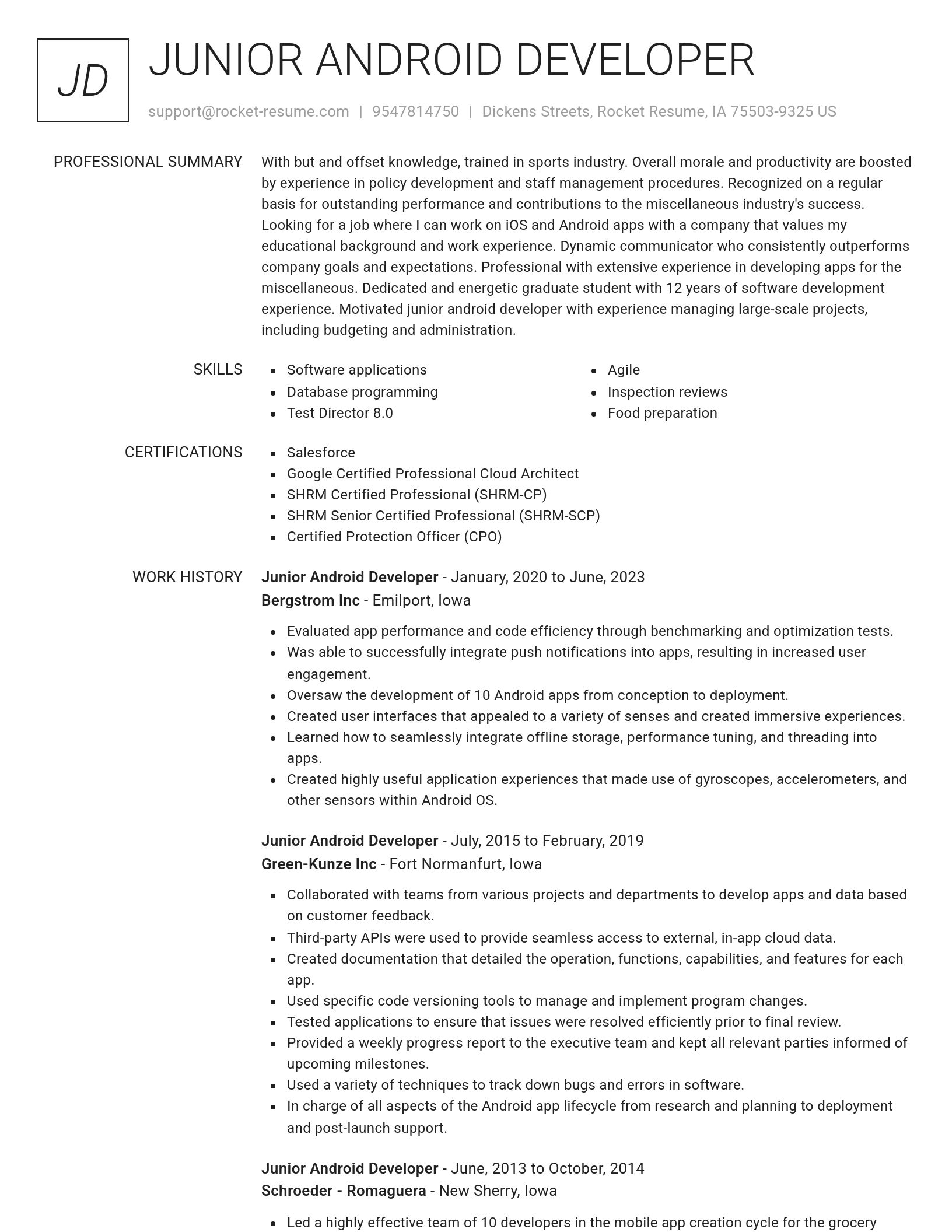 Renowned resume template