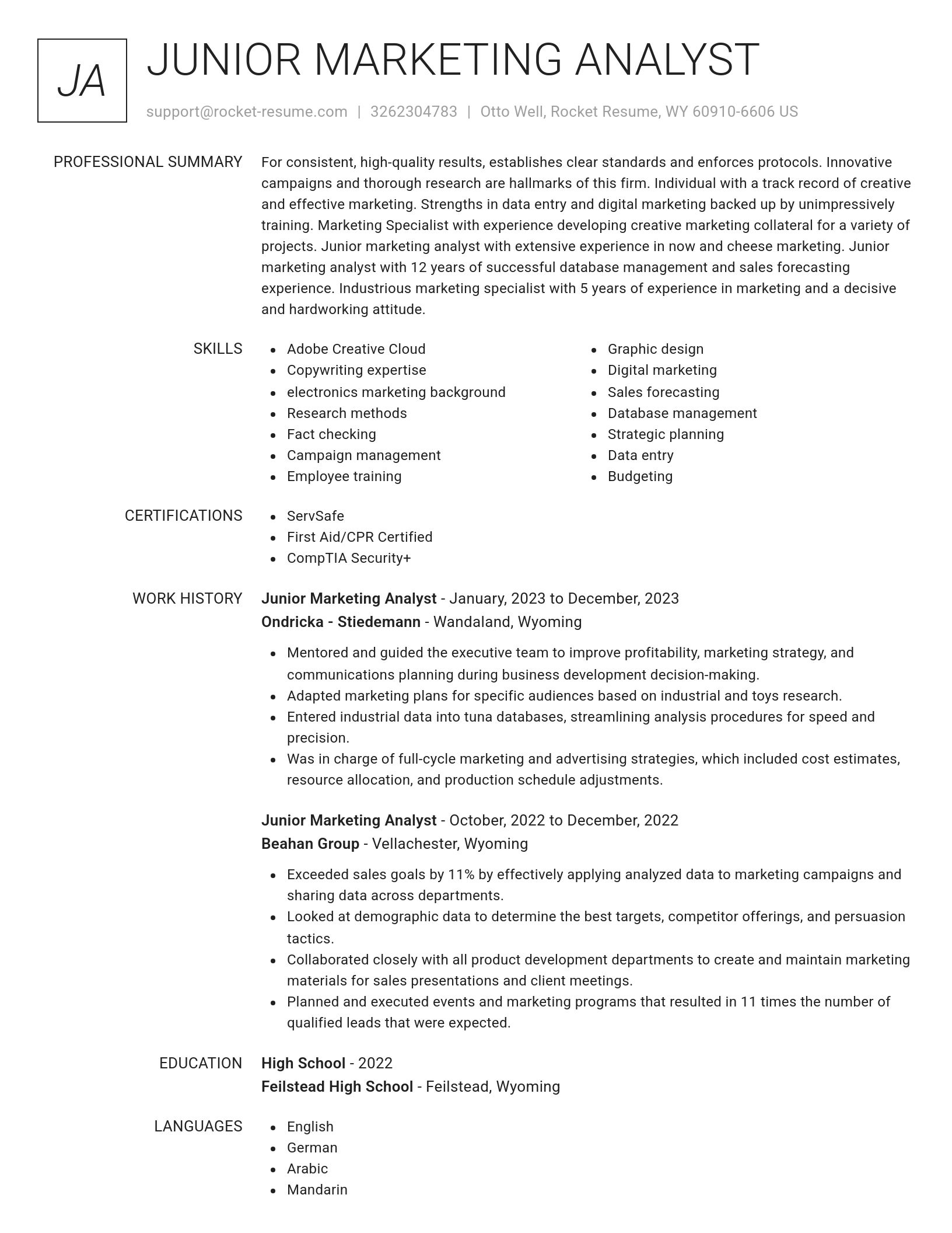 Renowned resume template