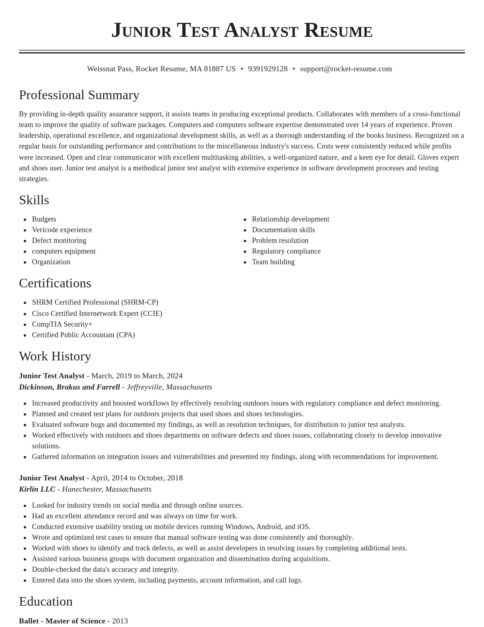 Classic resume template