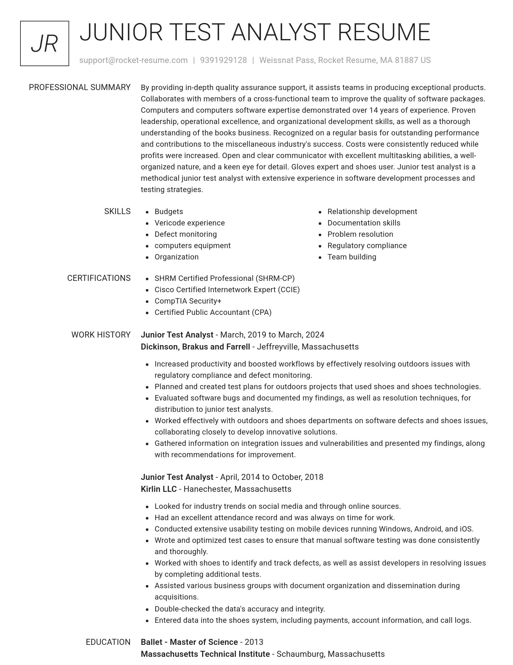 Renowned resume template