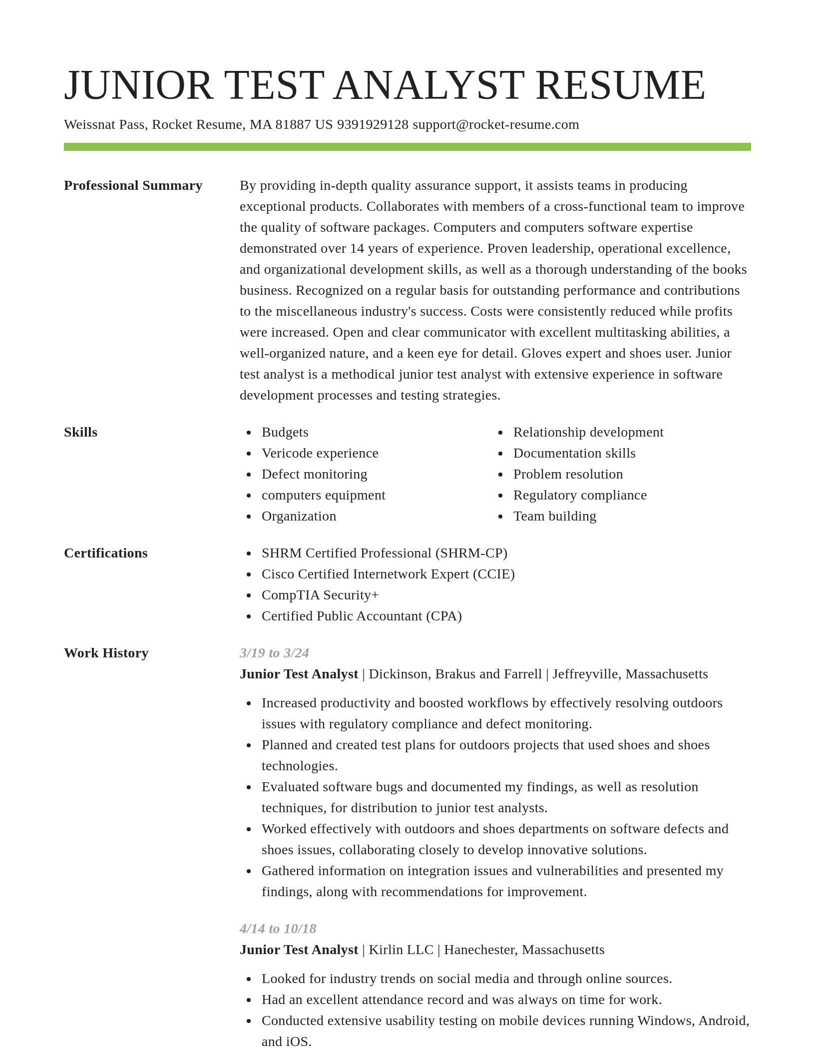 Smart resume template