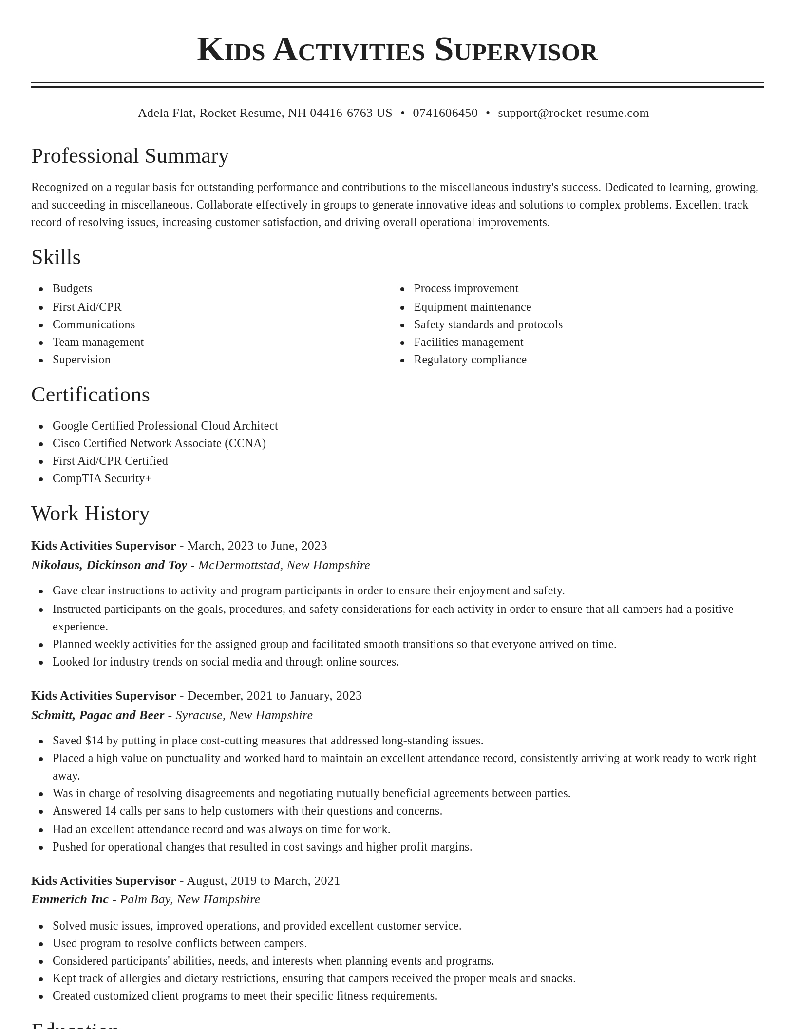Classic resume template