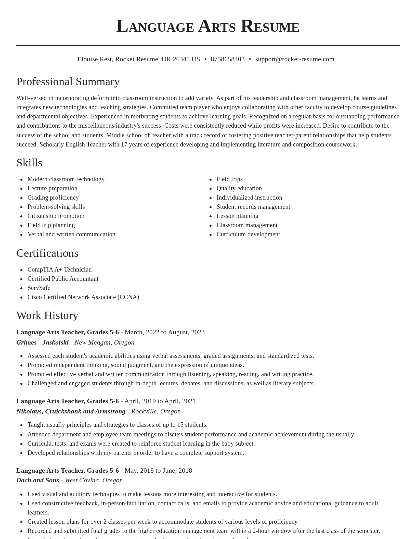 Classic resume template