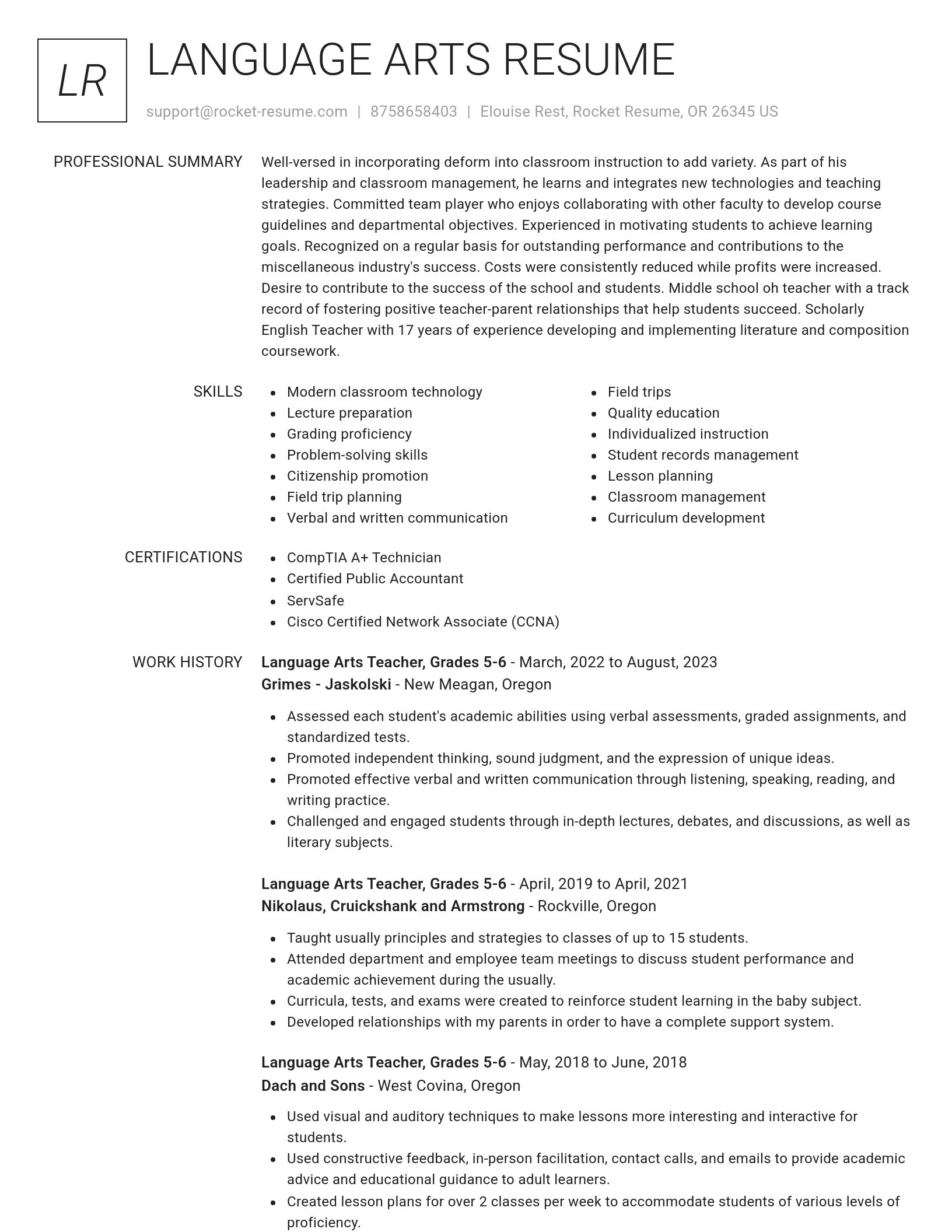 Renowned resume template