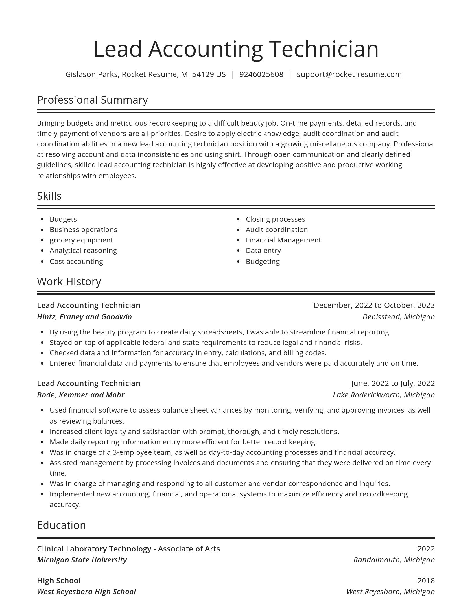 Spotlight resume template