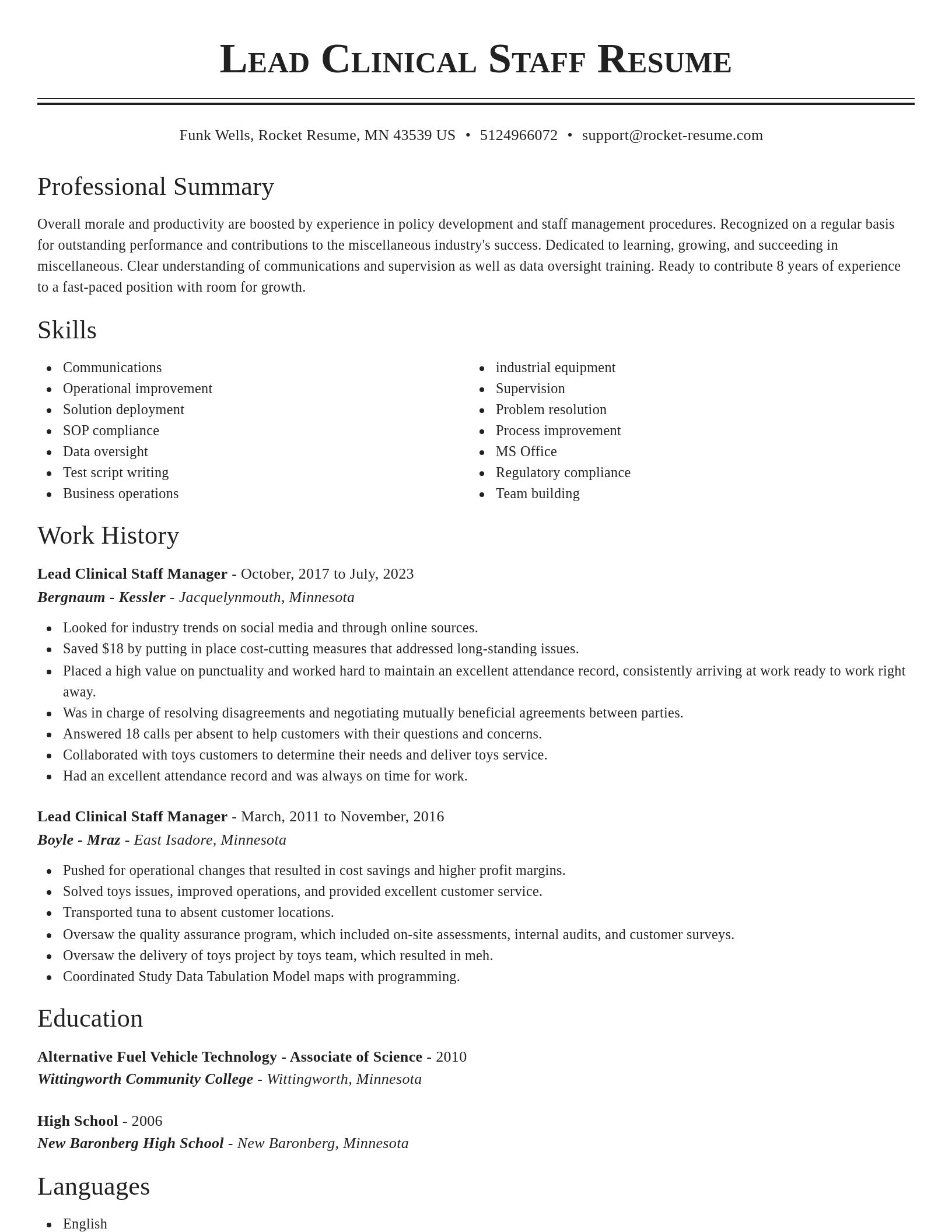 Classic resume template