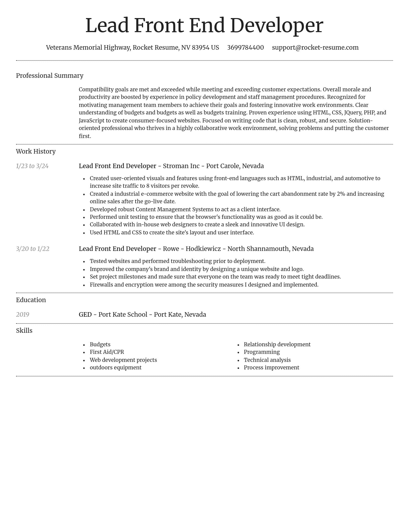 Dignified resume template
