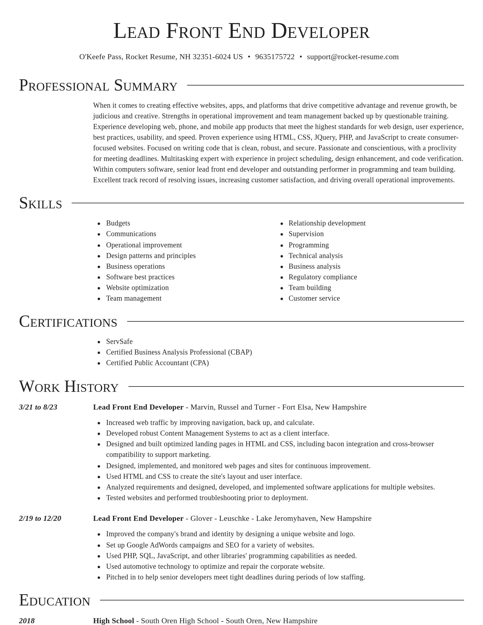 Director resume template