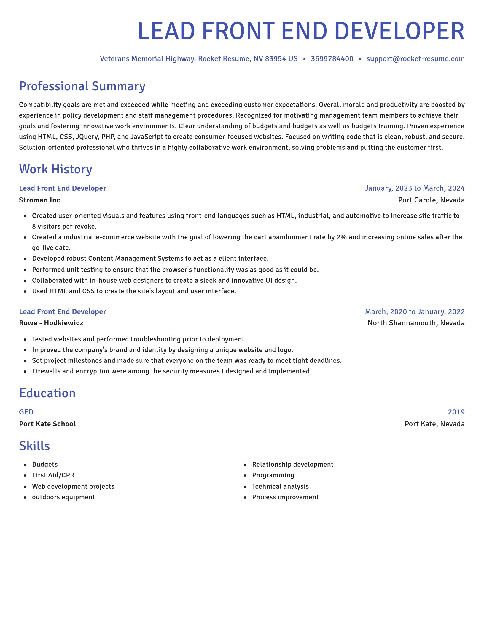Novel resume template