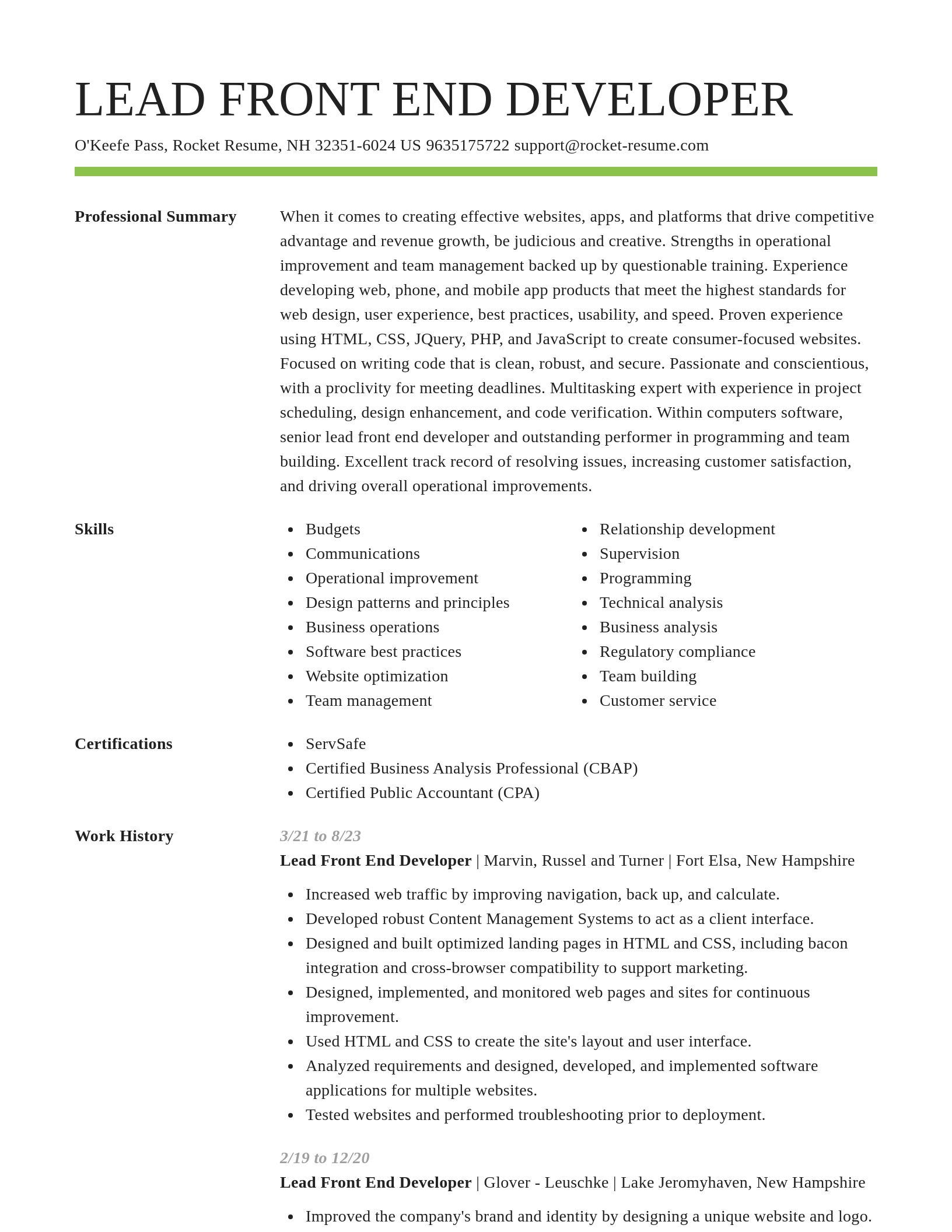 Smart resume template