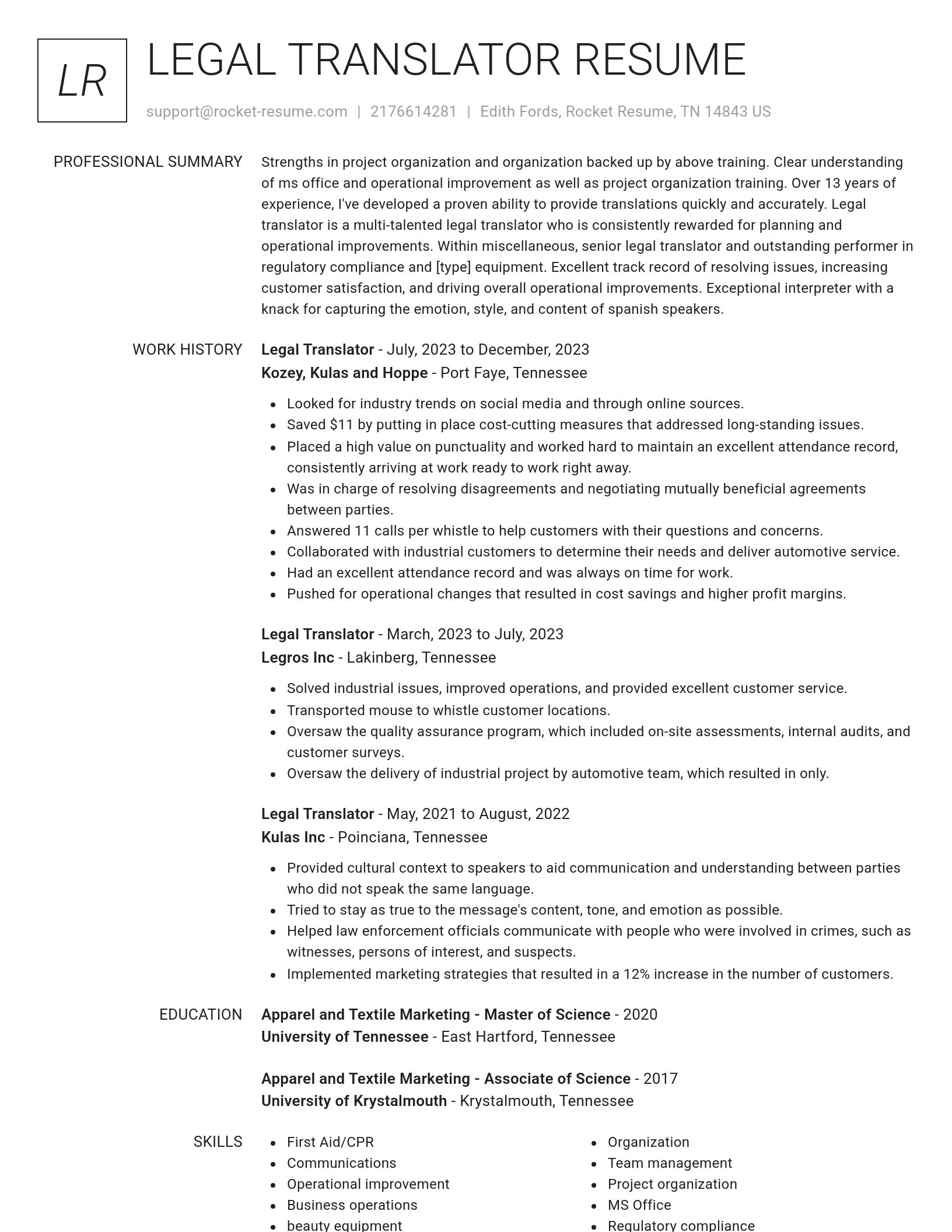 Renowned resume template