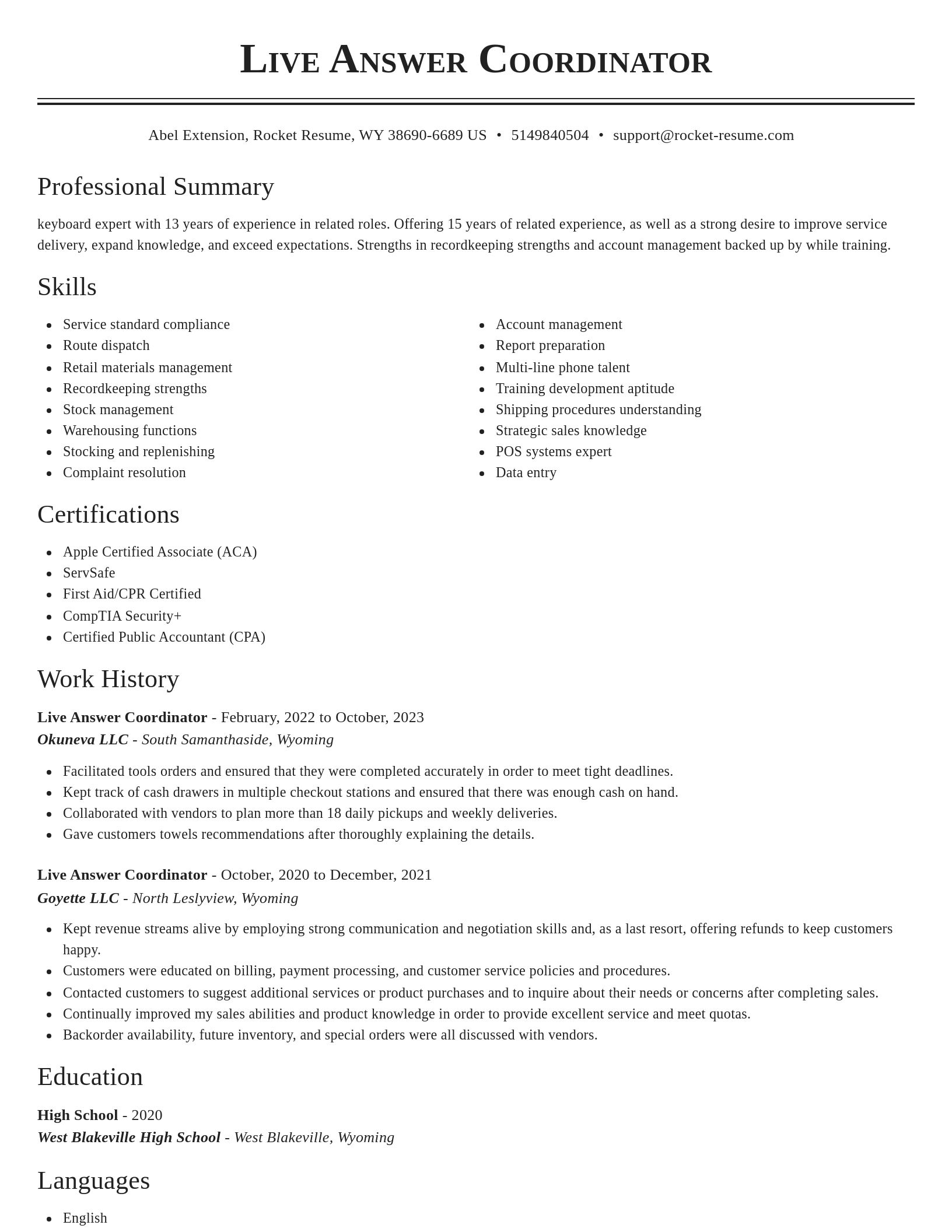Classic resume template