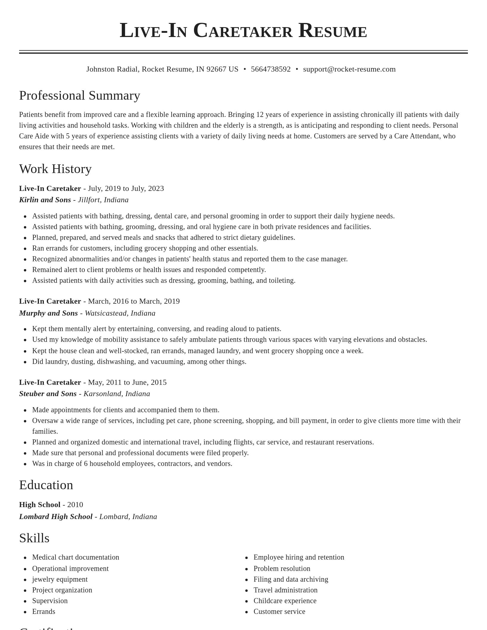 Classic resume template