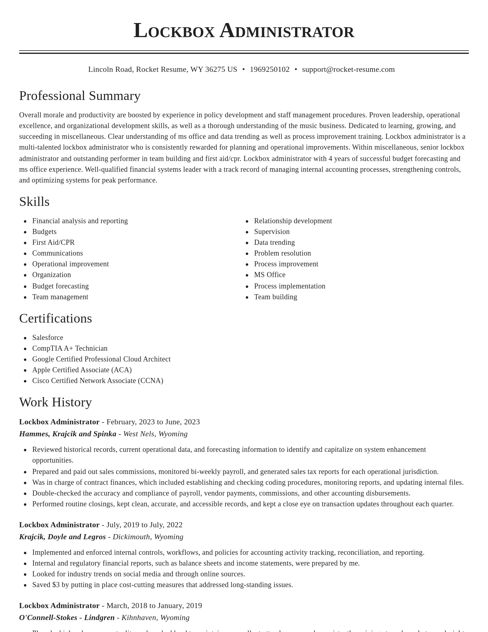 Classic resume template
