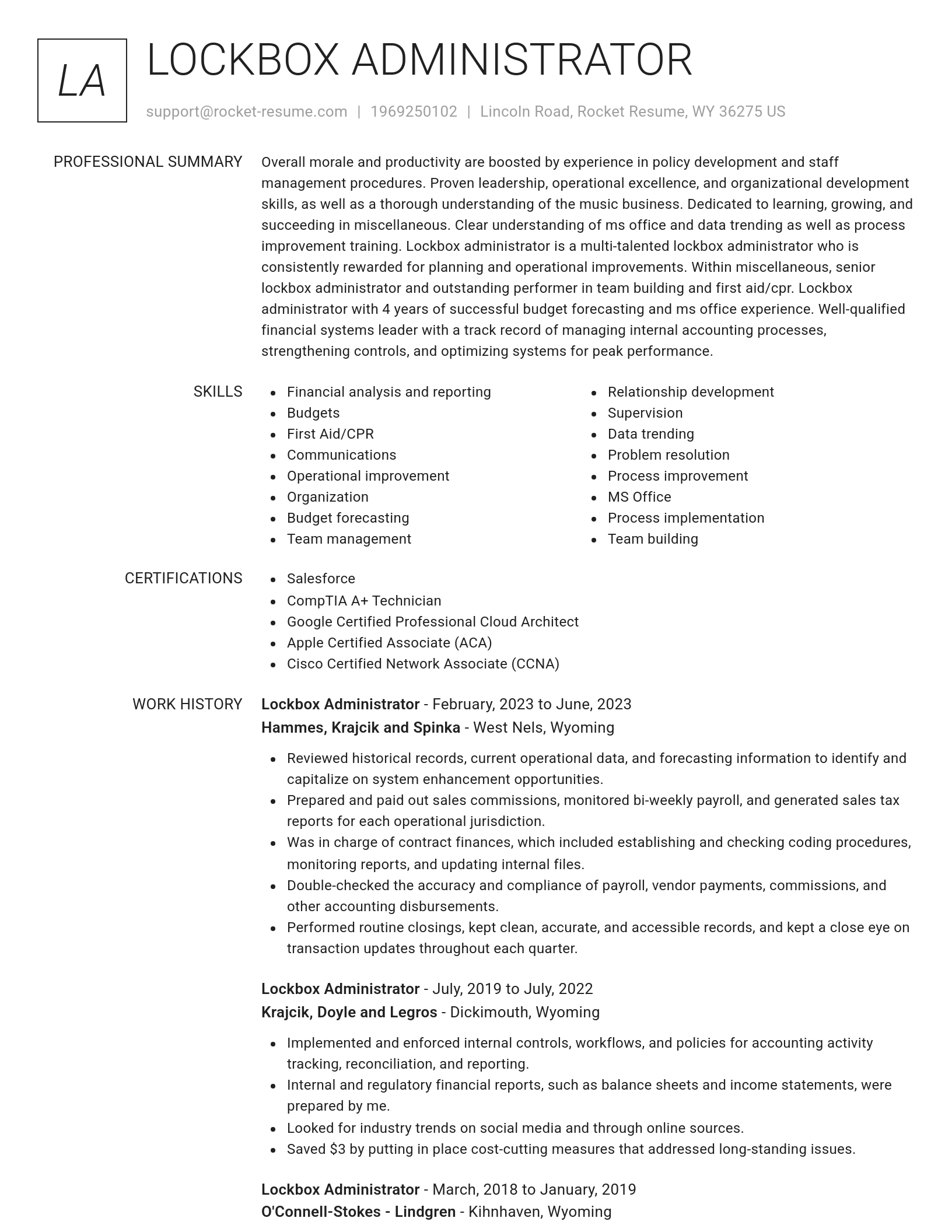 Renowned resume template