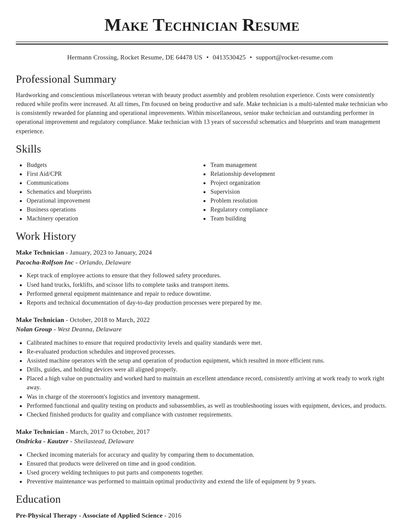 Classic resume template