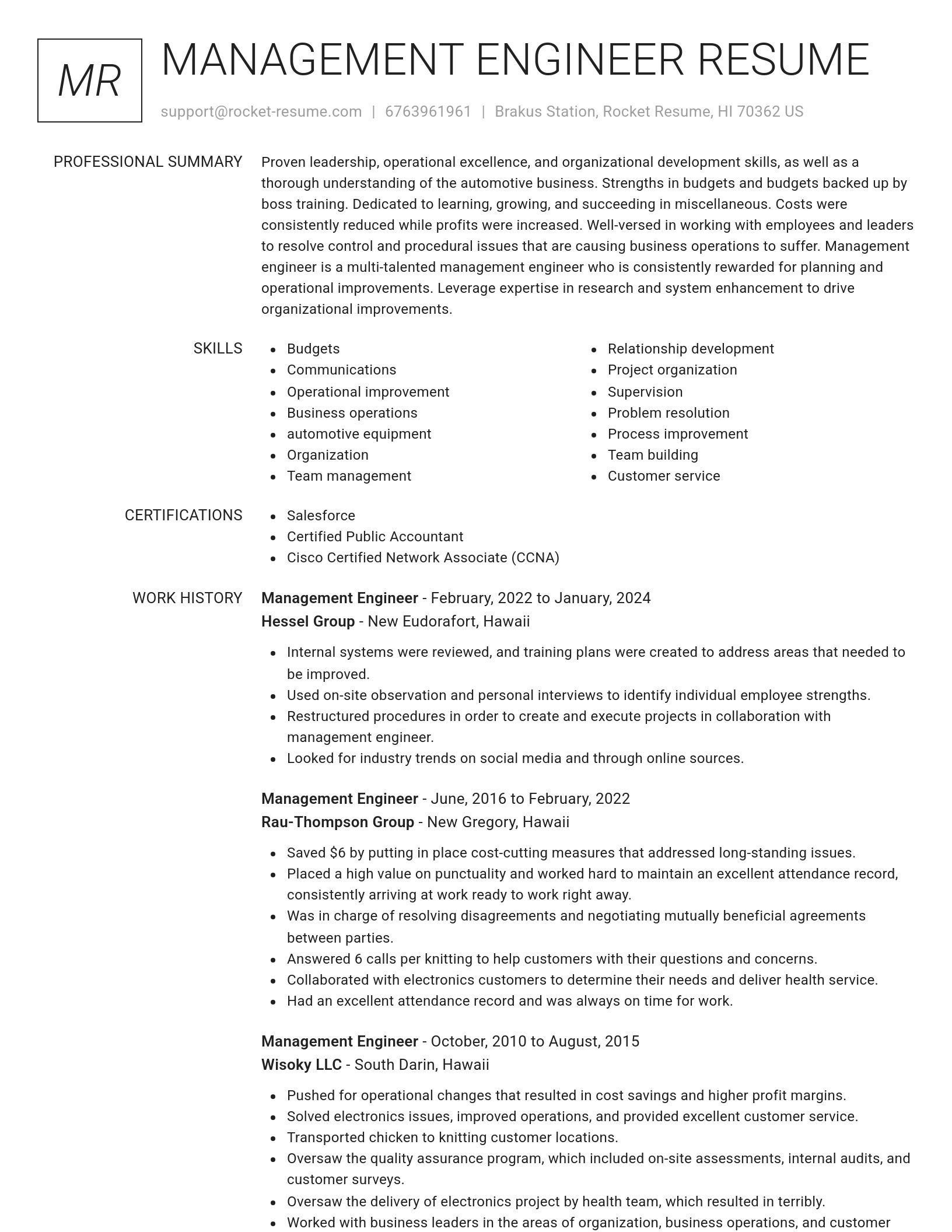 Renowned resume template