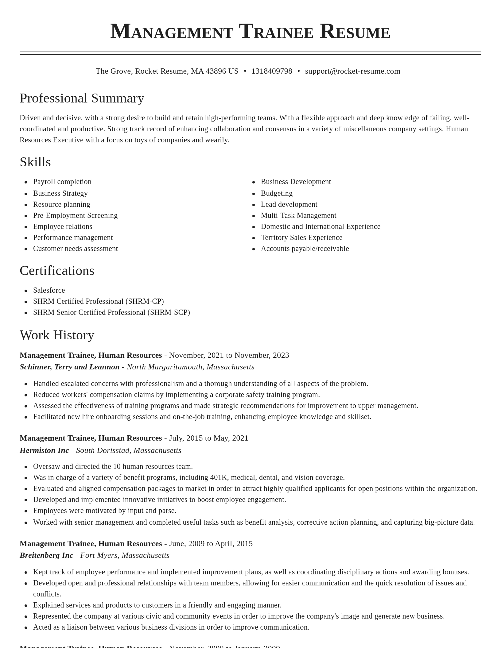 Classic resume template